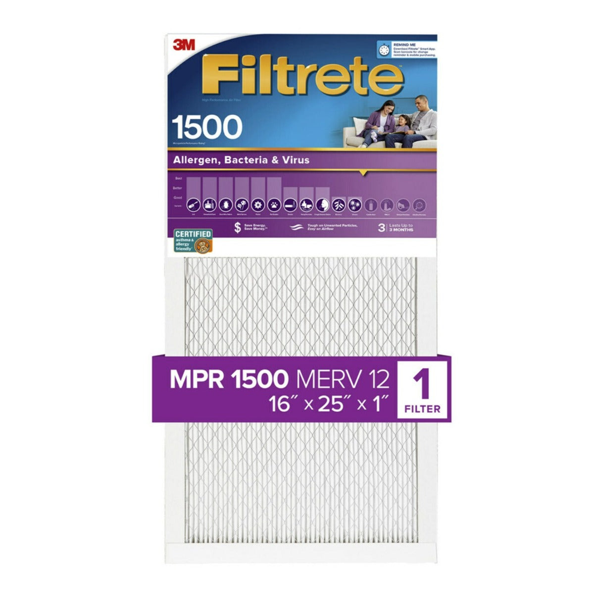 3M Filtrete 1500 Ultra Allergen Reduction Air Filter - 16x25x1 - Air Filters - 46.99 - DiscountFilterStore.com