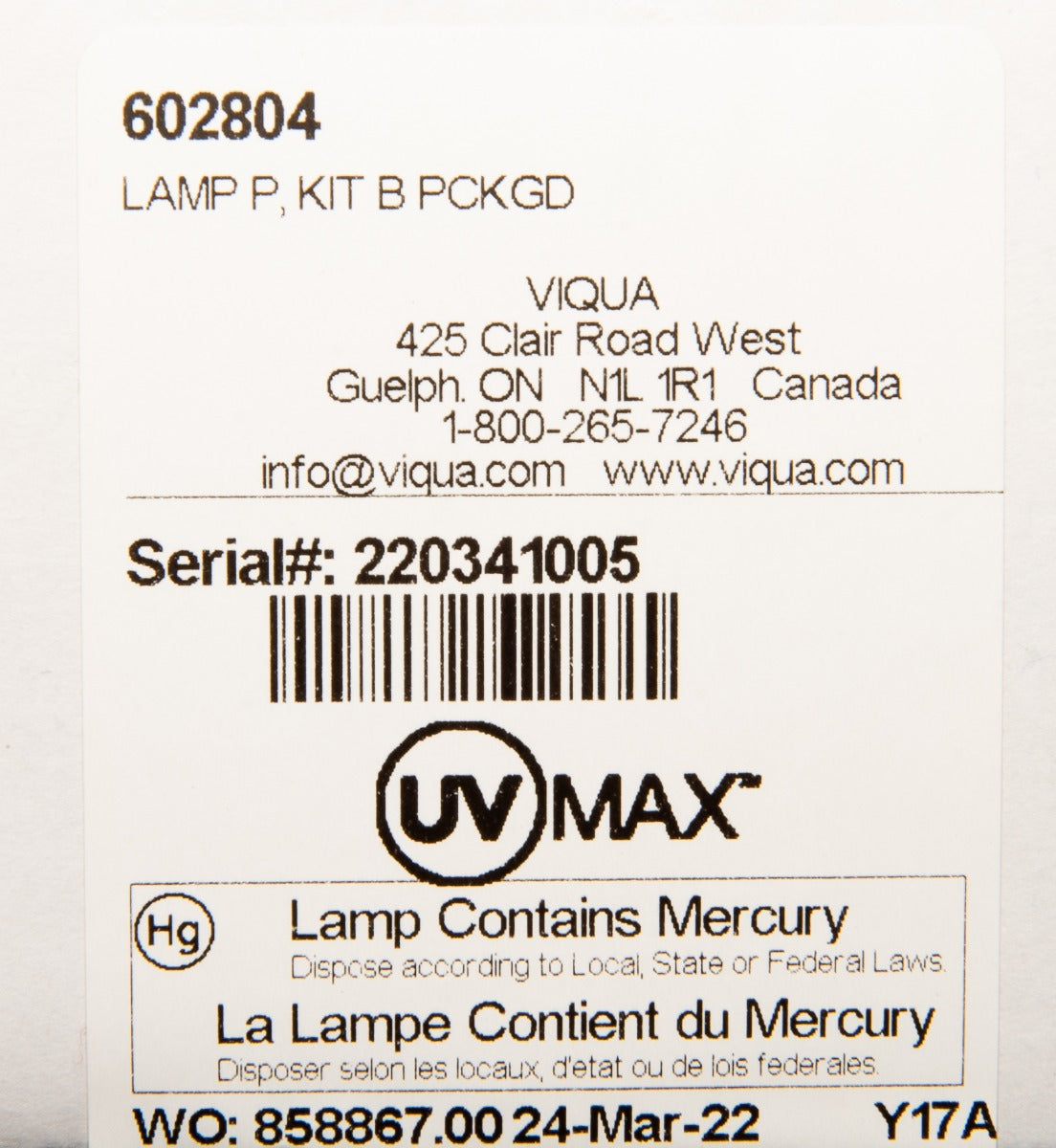 UV-MAX-602804 Viqua Ultraviolet Lamp - Whole House Systems - 151.0 - DiscountFilterStore.com