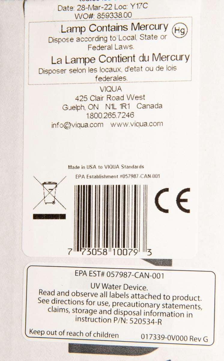 Viqua 602810-104 Authentic OEM UV Lamp & Sleeve Replacement Kit for Ultraviolet Systems F, F+, F4, F4+, F4-V & PRO15 - Whole House Systems - 227.0 - DiscountFilterStore.com
