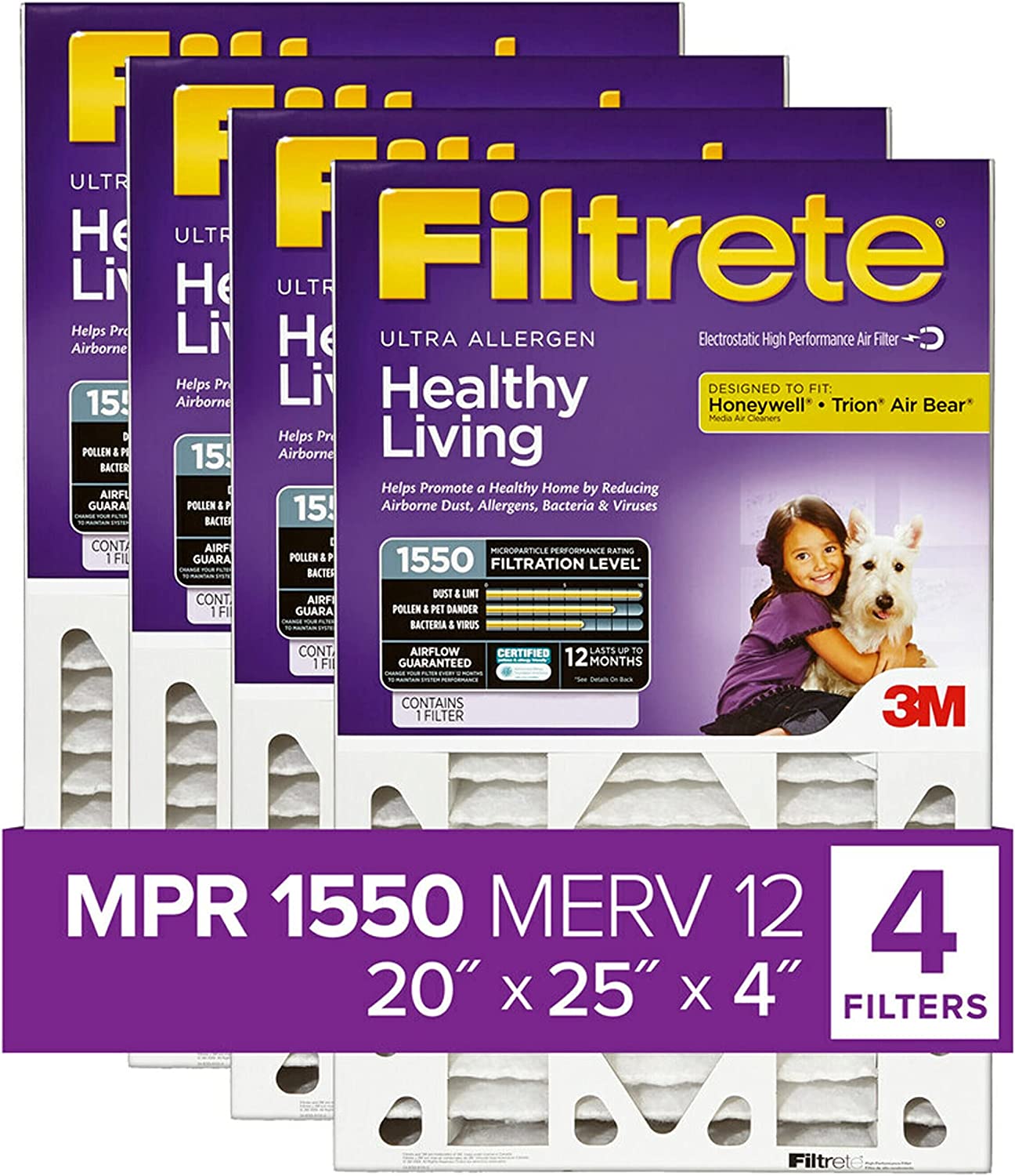 3M Filtrete 1550 Allergen Reduction Air Filters - 20x25x4 (4-Pack) - Air Filters - 153.21 - DiscountFilterStore.com