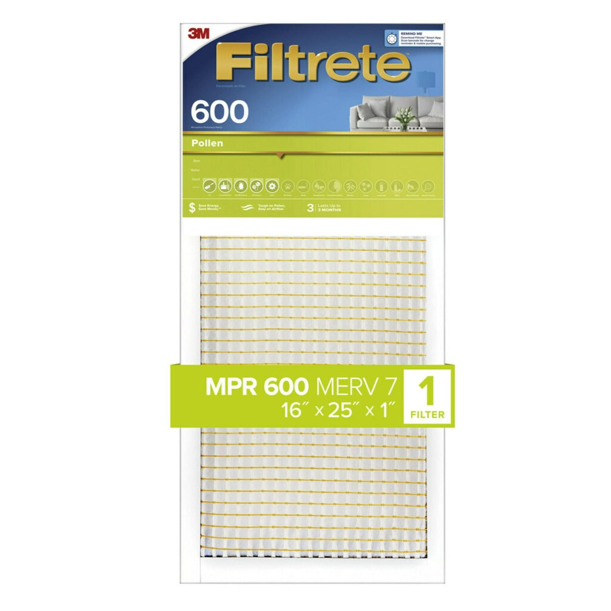 3M Filtrete 600 Dust & Pollen Reduction Air Filter - 16x25x1 - Air Filters - 35.99 - DiscountFilterStore.com