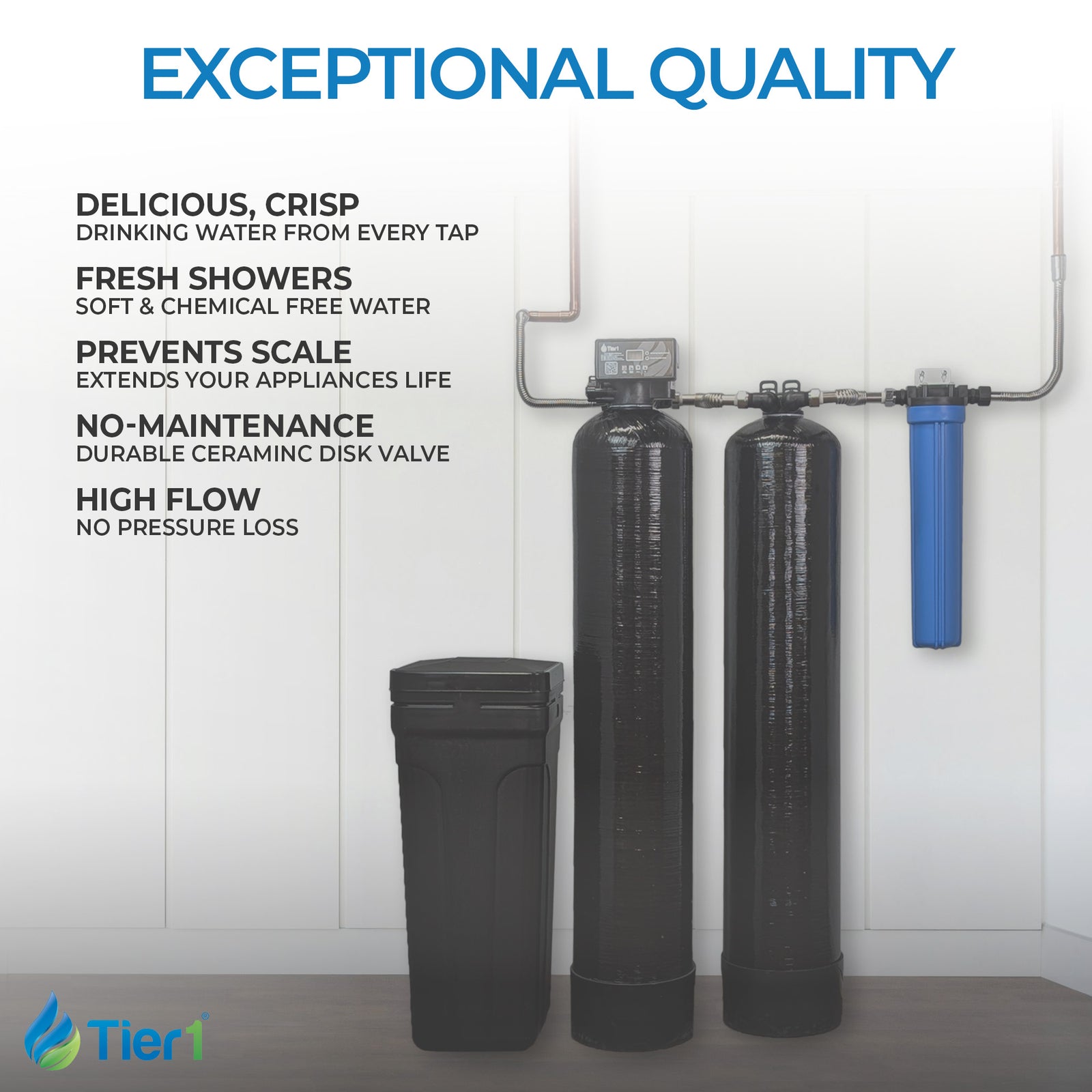 Tier1 32,000 Grain Water Softener & Chlorine Reduction Bundle - Water Softener plus 300,000 Gallons of Clean, Fresh Water - Whole House Systems - 804.86 - DiscountFilterStore.com