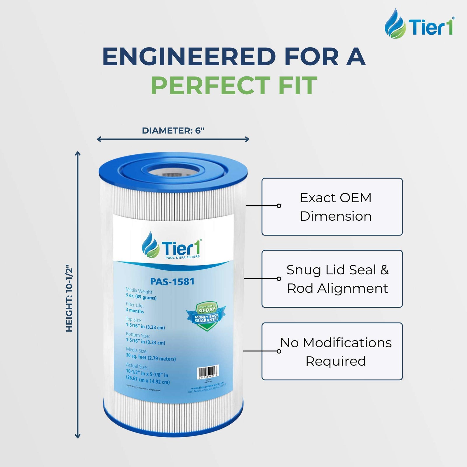 Tier1 Pool Filter for Waterway Clearwater 30 -Washable Trilobal Dirt-Lock Pleats - Pool and Spa Filters - 16.28 - DiscountFilterStore.com