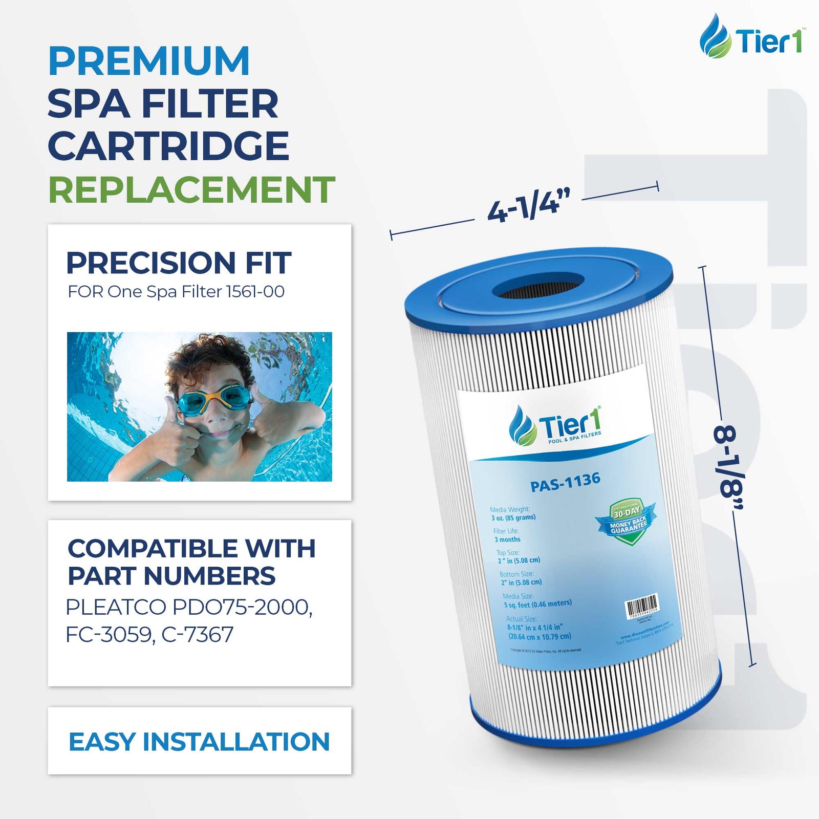 Tier1 Pool Filter for 58600, 59900 & F18 -Washable Trilobal Dirt-Lock Pleats - Pool and Spa Filters - 9.16 - DiscountFilterStore.com