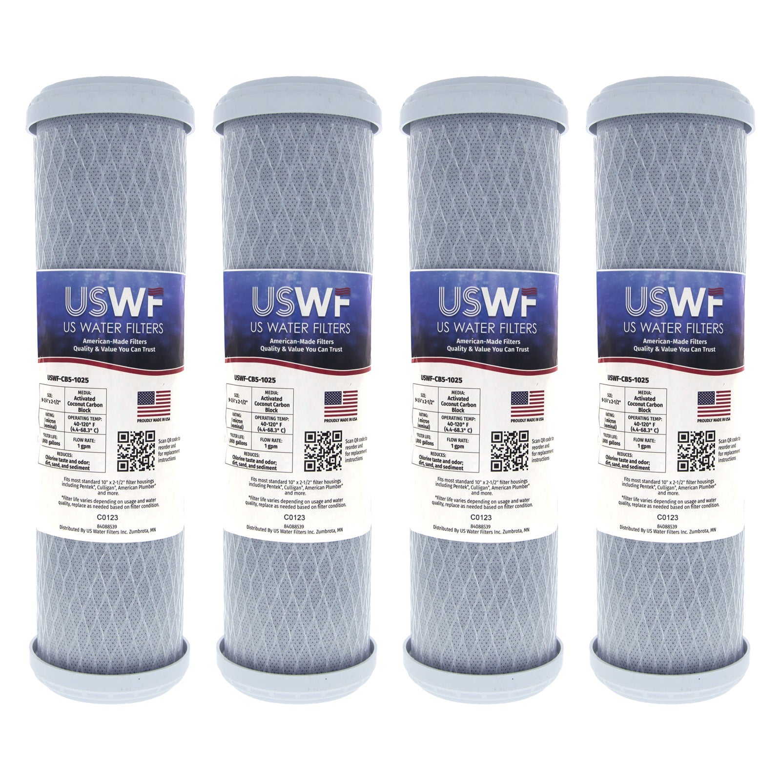 USWF Coconut Carbon Block Filter 5 Micron 10"x2.5" - Whole House Cartridges - 11.16 - DiscountFilterStore.com