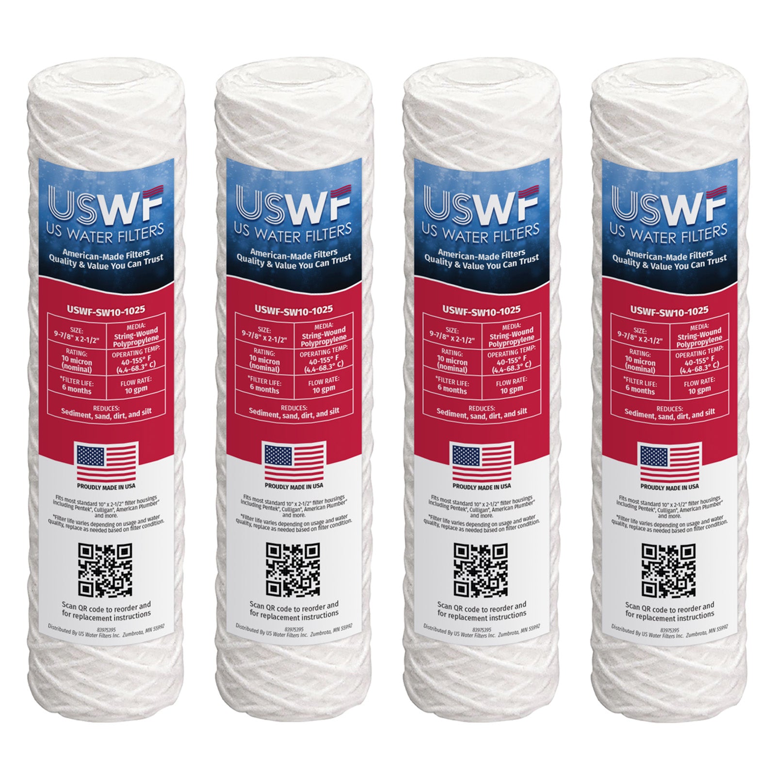 USWF 10 Micron 10"x2.5" String Wound Sediment Filter - Whole House Cartridges - 5.0 - DiscountFilterStore.com