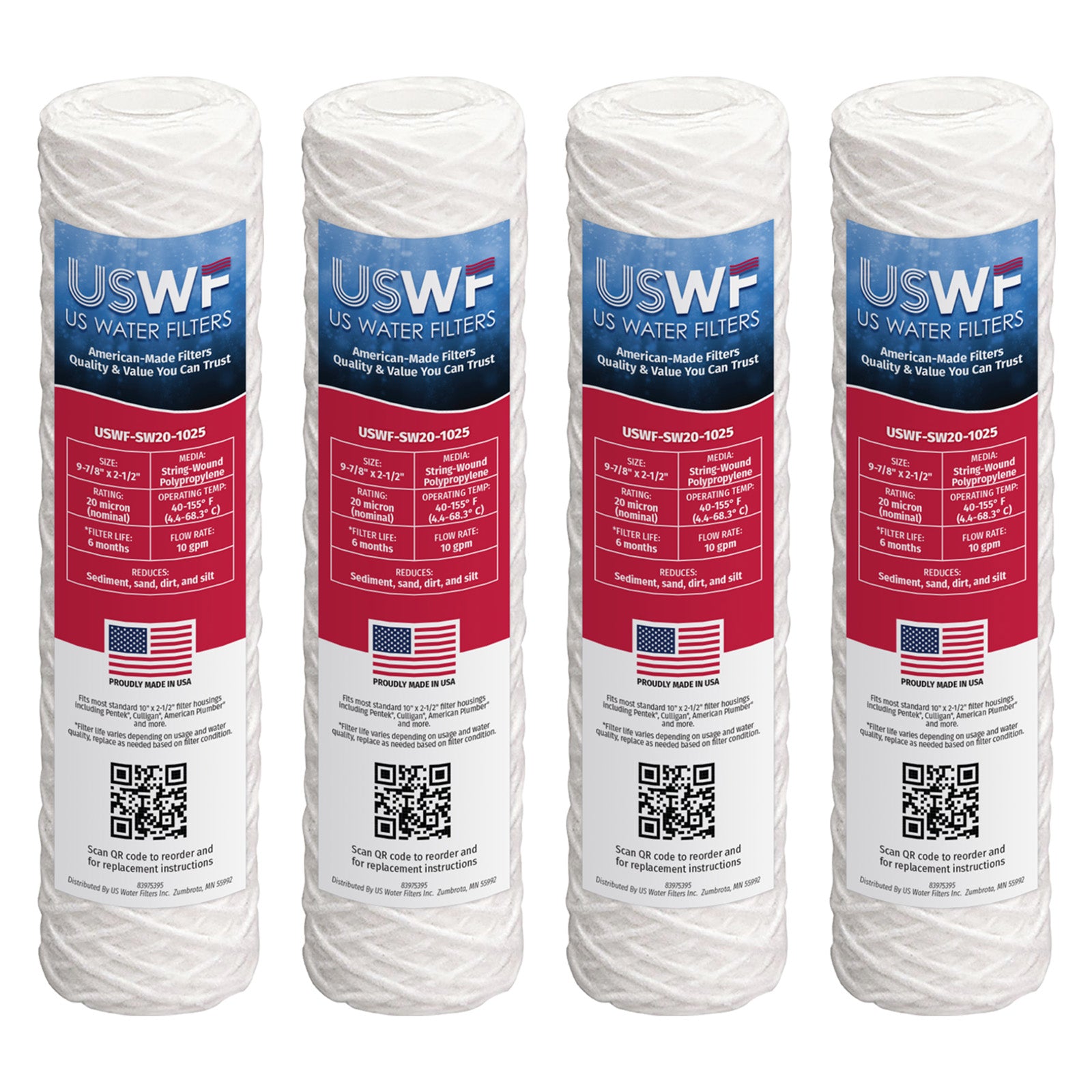 USWF 20 Micron 10"x2.5" String Wound Sediment Filter - Whole House Cartridges - 5.0 - DiscountFilterStore.com