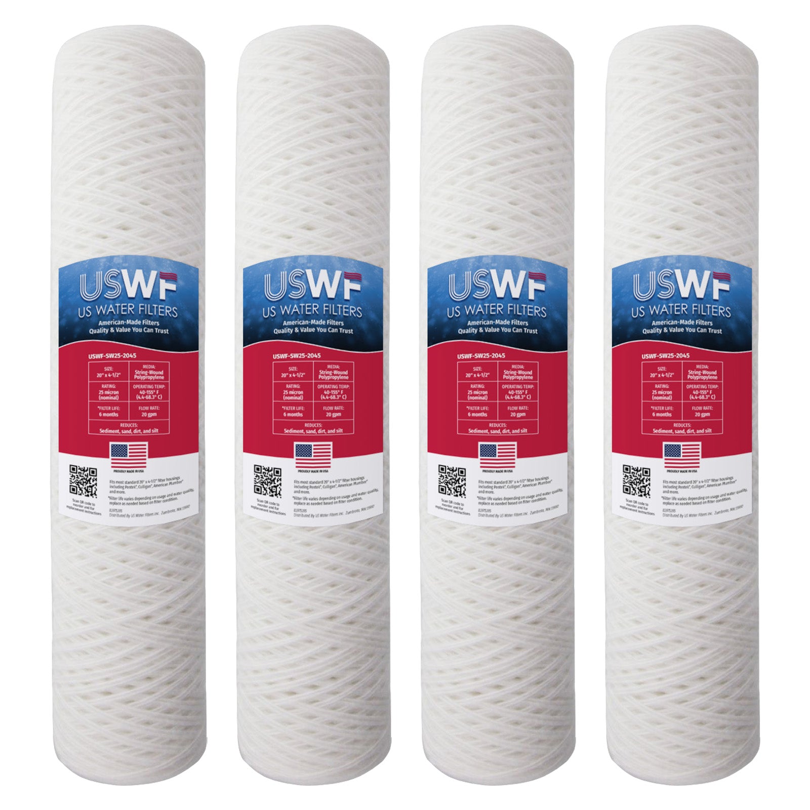 USWF 25 Micron 20"x4.5" String Wound Sediment Filter - Whole House Cartridges - 28.96 - DiscountFilterStore.com