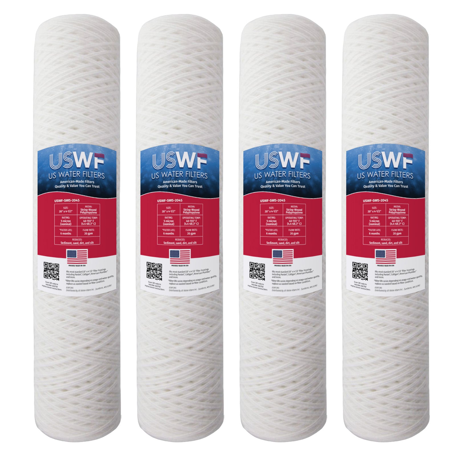 USWF 5 Micron 20"x4.5" String Wound Sediment Filter - Whole House Cartridges - 28.64 - DiscountFilterStore.com