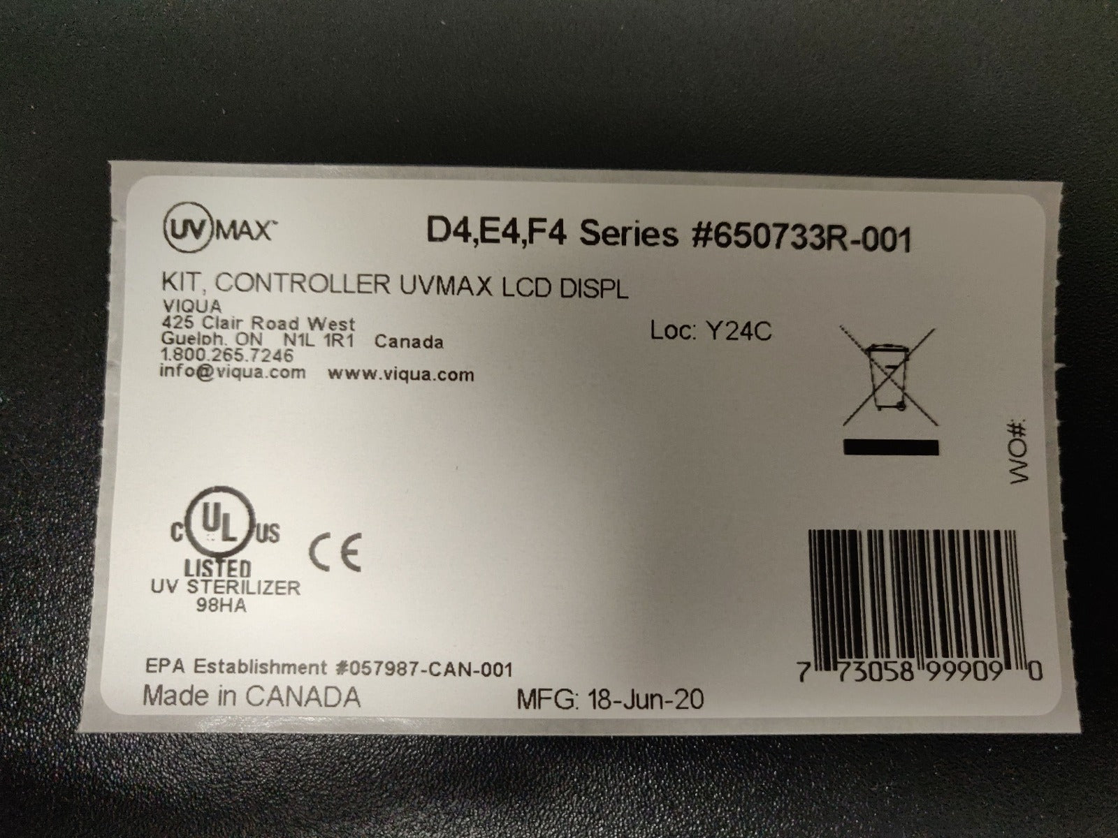 650733R-001 Viqua LCD Replacement Controller - Whole House Systems - 628.0 - DiscountFilterStore.com