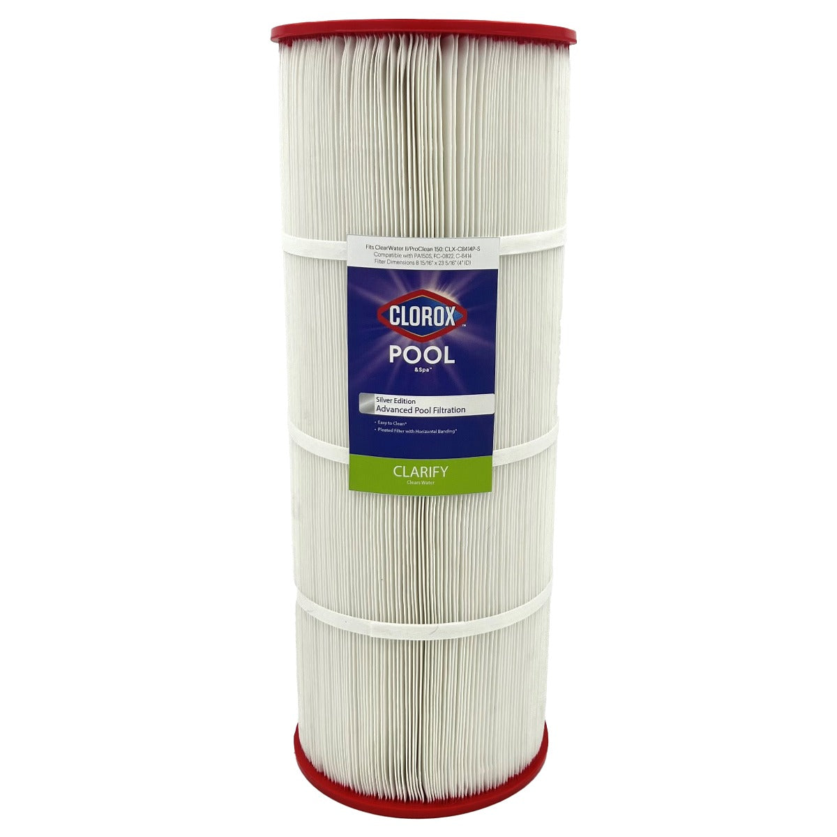 23-5/16 X 8-15/16 Clorox Silver Edition Advanced Pool Filter | Replacement for Waterway ClearWater II, ProClean 150, Unicel C-8414, Pleatco PA150S, Filbur FC-0822 - Pool and Spa Filters - 95.74 - DiscountFilterStore.com