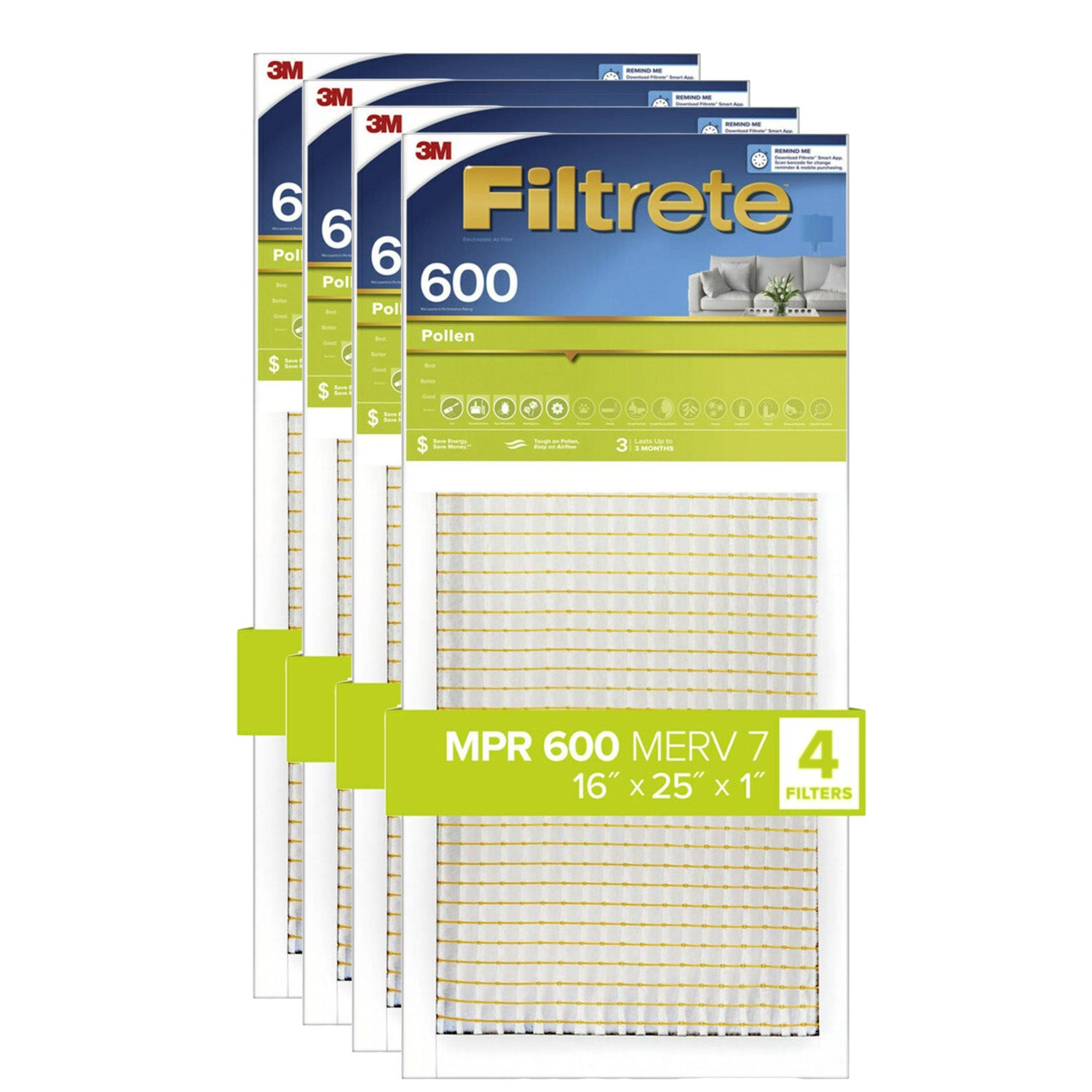 3M Filtrete 600 Dust & Pollen Reduction Air Filter - 16x25x1 - Air Filters - 47.57 - DiscountFilterStore.com
