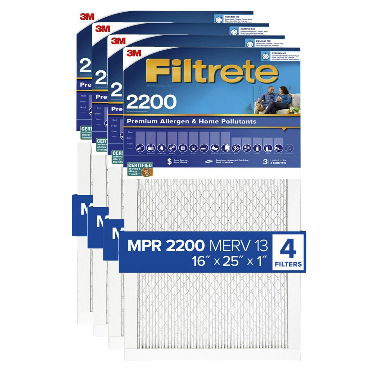 3M Filtrete 2200 Elite Allergen & Home Pollutants Air Filter - 16x25x1 (4-Pack) - Air Filters - 129.12 - DiscountFilterStore.com