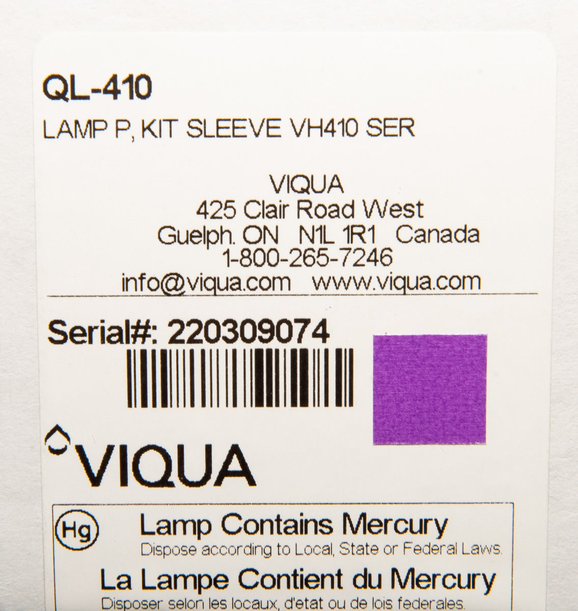 QL-410 Replacement UV Lamp and Quartz Sleeve for VH410 - Whole House Systems - 184.0 - DiscountFilterStore.com