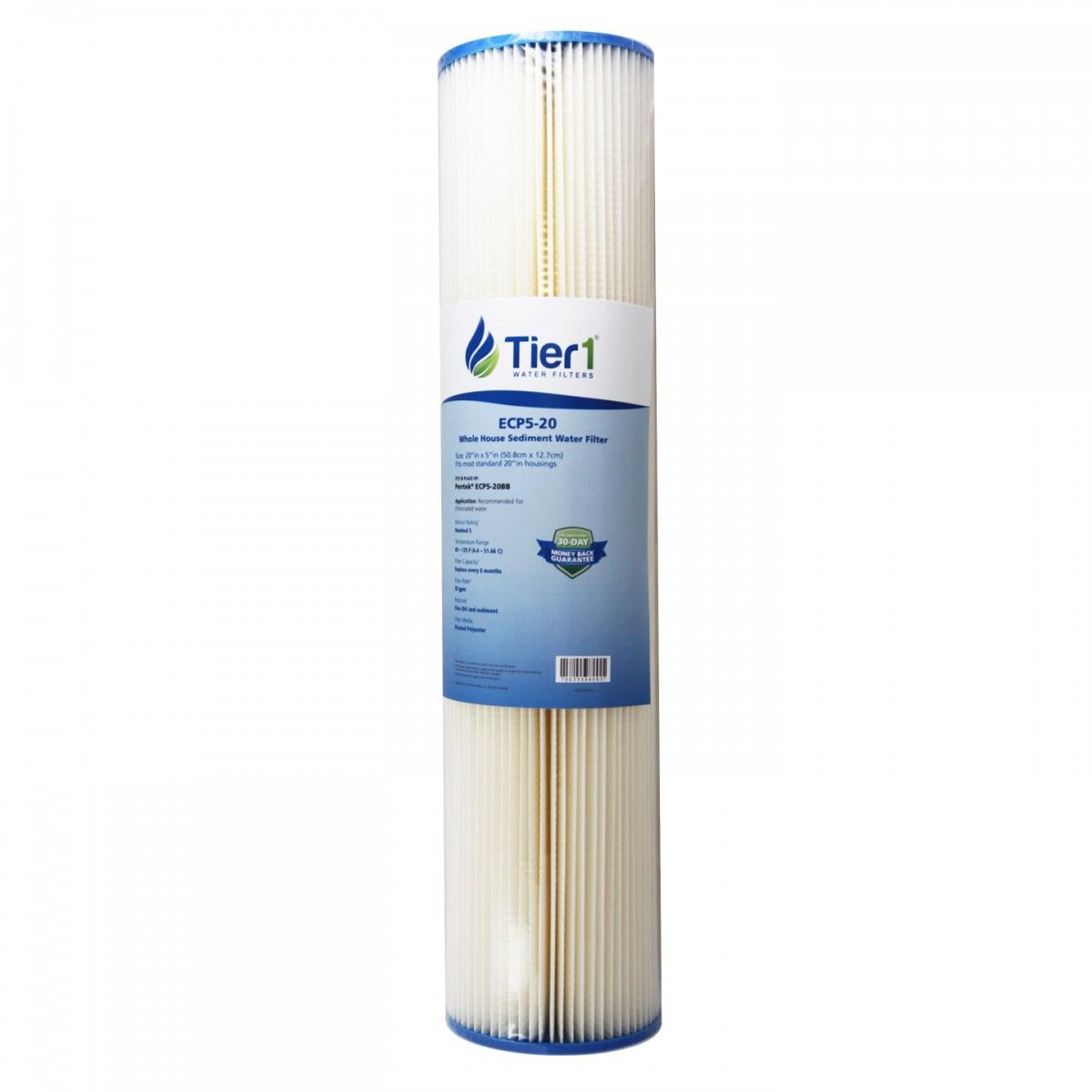 20 inch x 4.5 inch Whole House Pleated Polyester Water Filter by Tier1 (5 Micron) - Whole House Cartridges - 20.86 - DiscountFilterStore.com