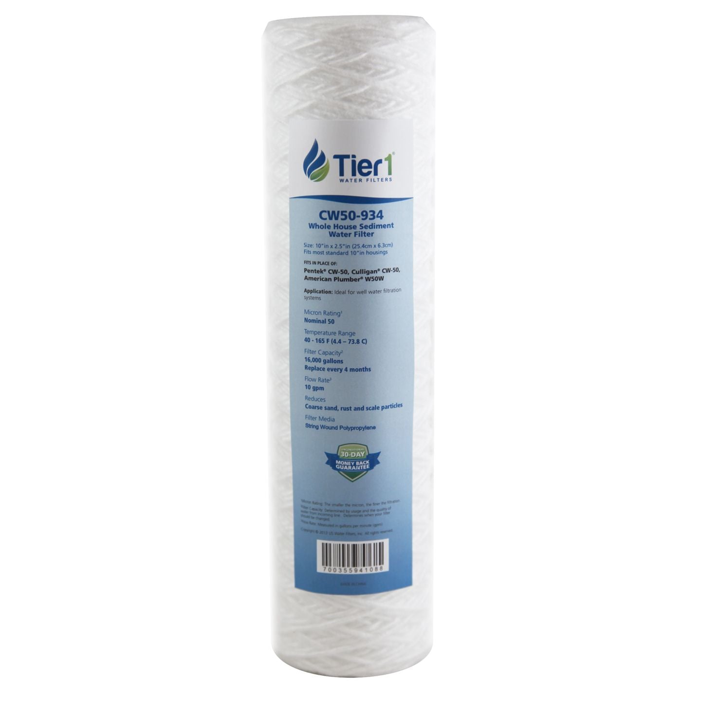CW-50 Pentek Comparable Whole House Sediment Water Filter by Tier1 - Whole House Cartridges - 6.99 - DiscountFilterStore.com