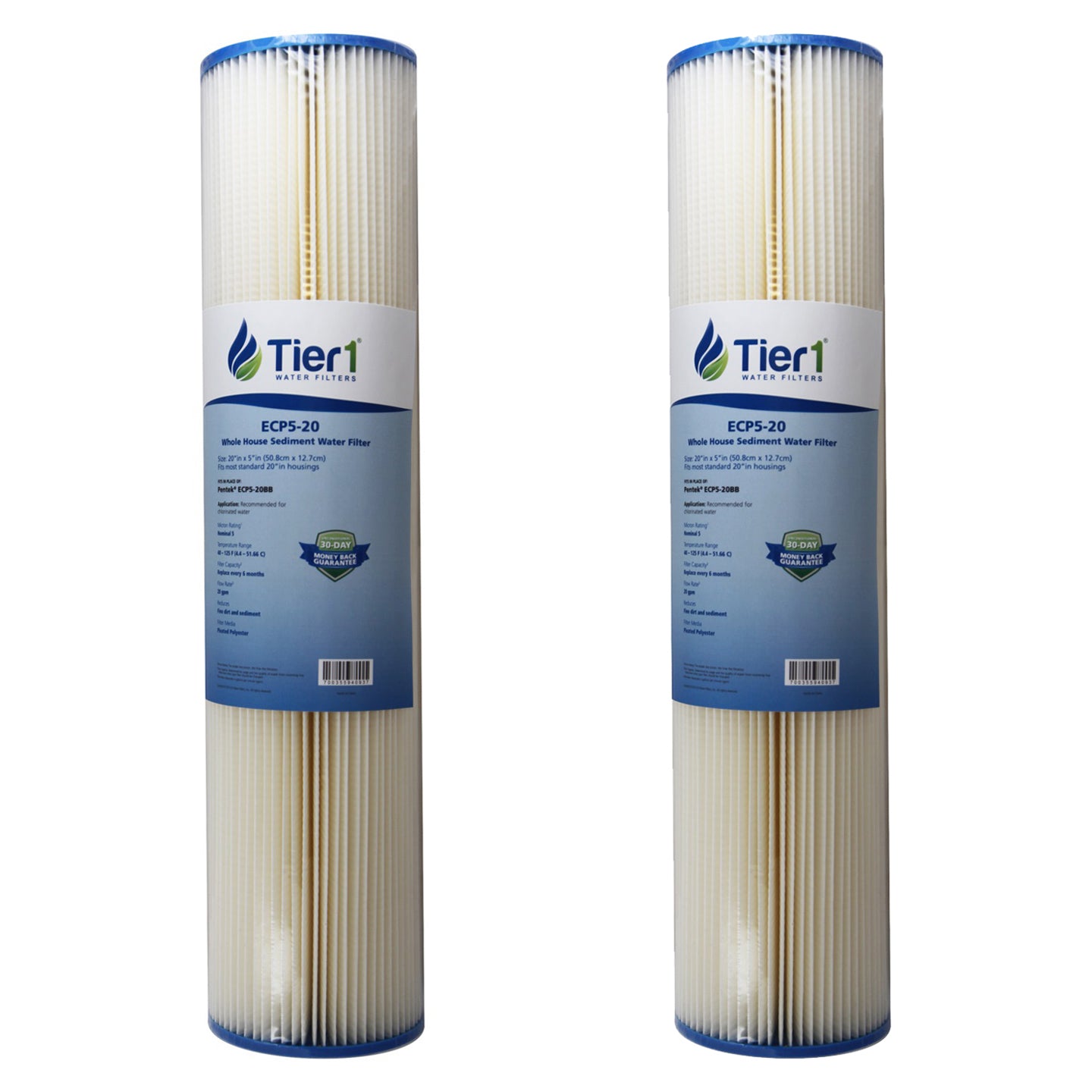 20 inch x 4.5 inch Whole House Pleated Polyester Water Filter by Tier1 (5 Micron) - Whole House Cartridges - 20.86 - DiscountFilterStore.com