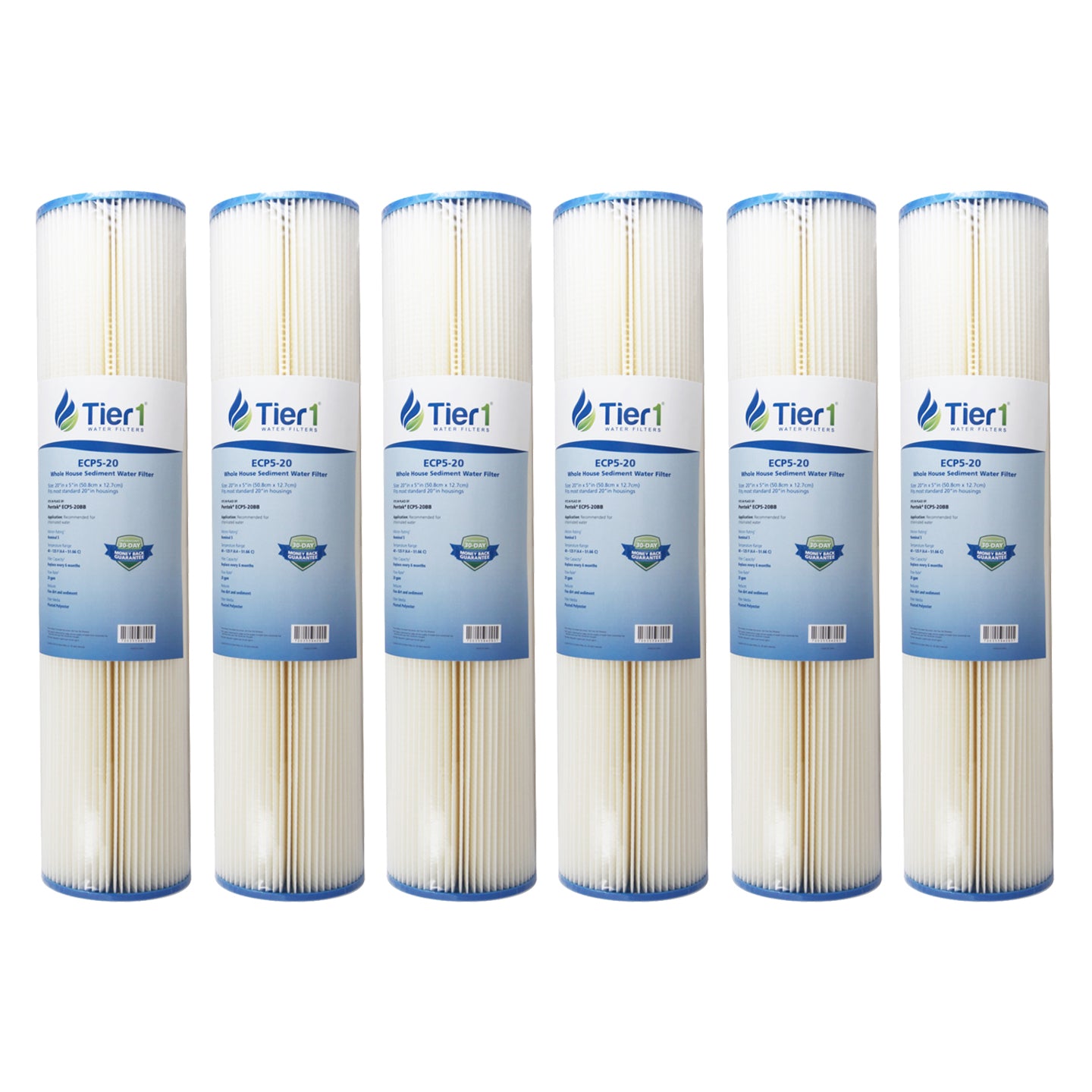 20 inch x 4.5 inch Whole House Pleated Polyester Water Filter by Tier1 (5 Micron) - Whole House Cartridges - 20.86 - DiscountFilterStore.com
