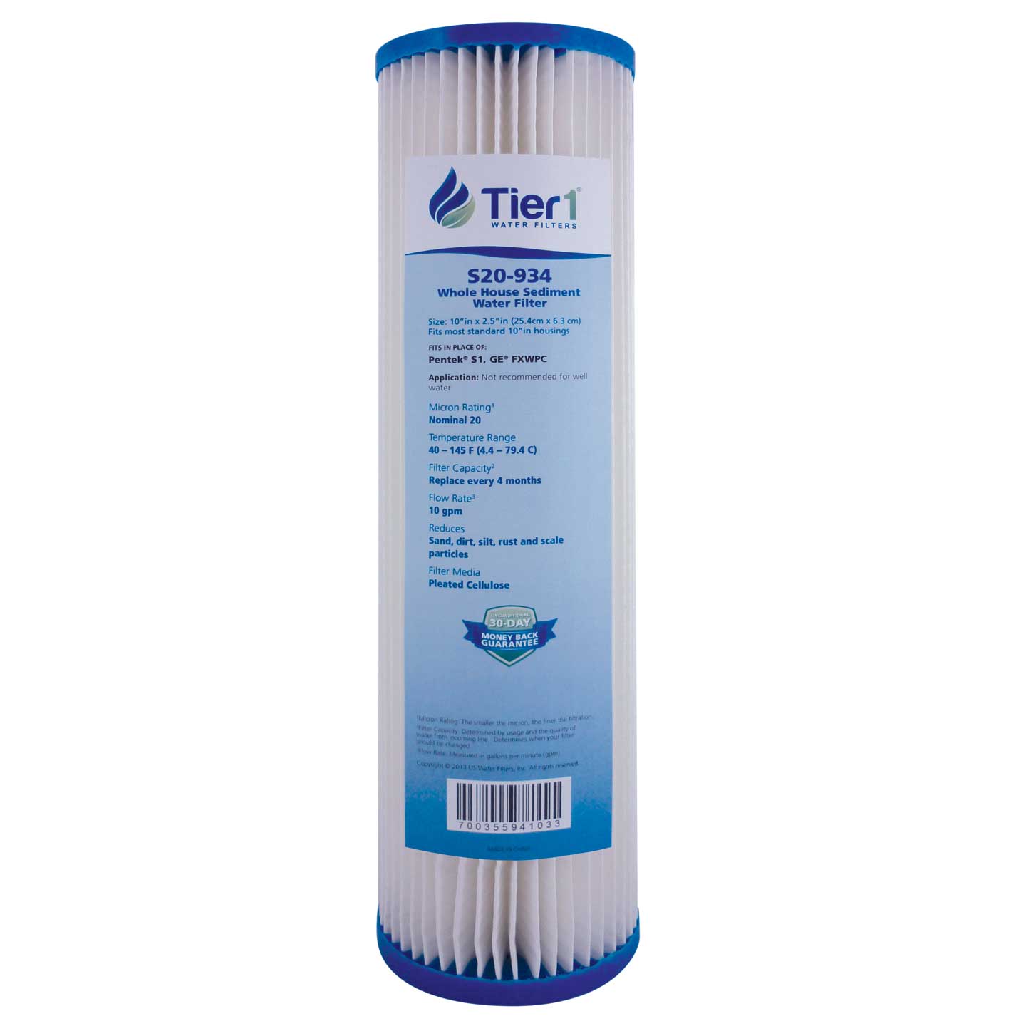 S1 Pentek Comparable Whole House Water Filter by Tier1 - Whole House Cartridges - 6.5 - DiscountFilterStore.com