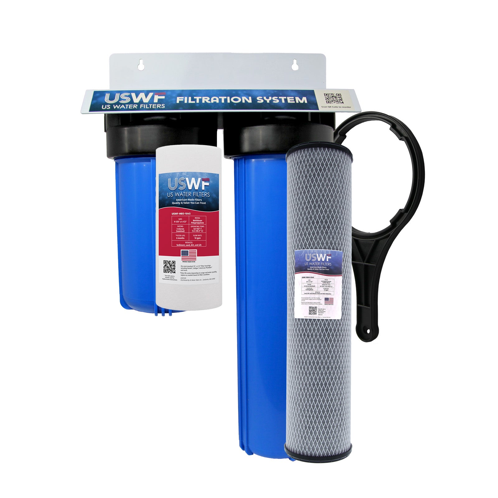 USWF Lead Reduction 2-Stage Whole House Water Filtration System, Sediment and Lead Reduction Carbon Block, 3/4" Inlet/Outlet - Whole House Systems - 190.76 - DiscountFilterStore.com