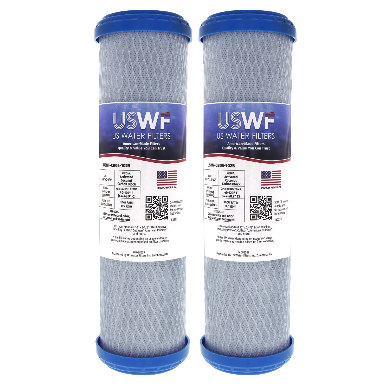 USWF Coconut Carbon Block Filter 0.5 Micron 10"x2.5" - Whole House Cartridges - 17.6 - DiscountFilterStore.com