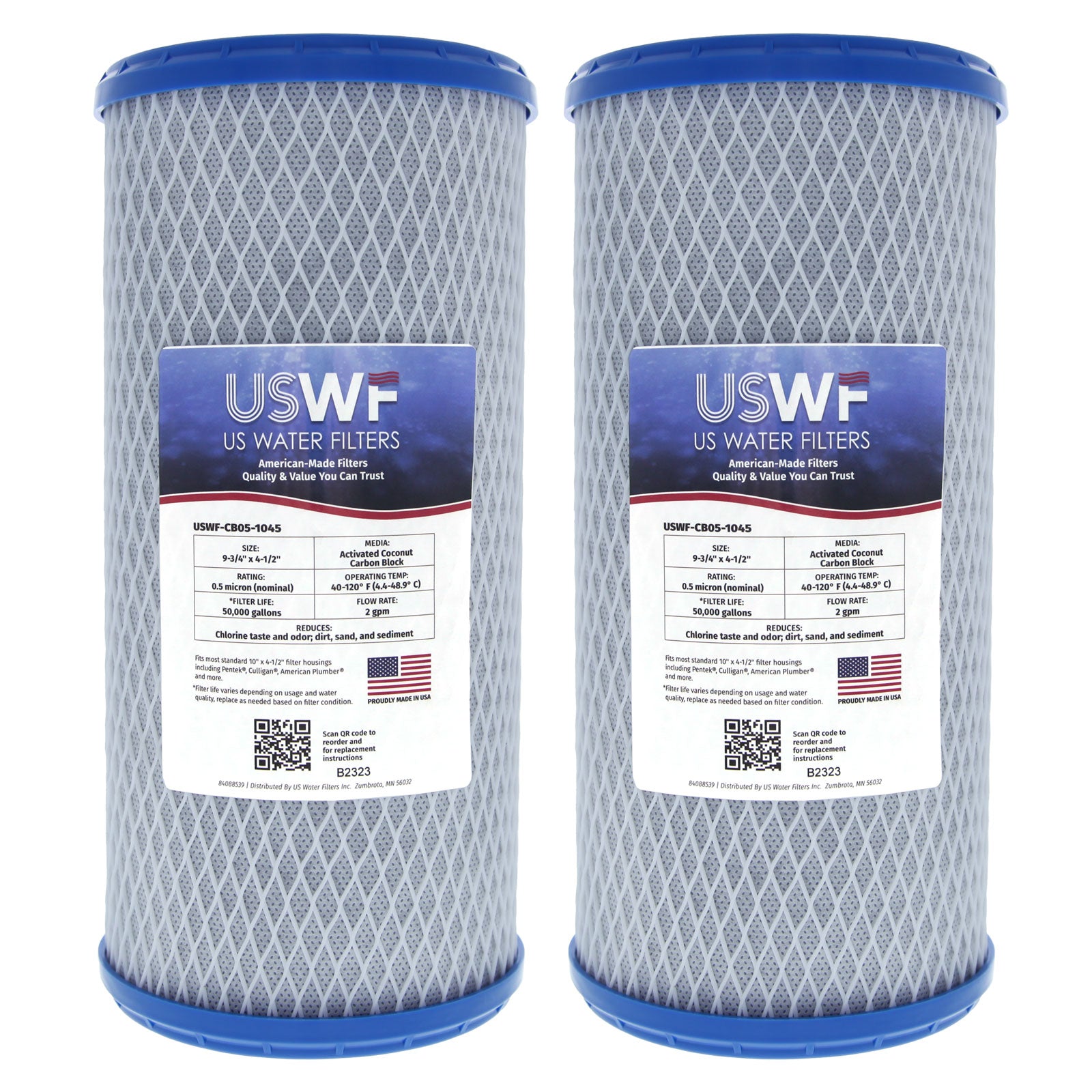 USWF Coconut Carbon Block Filter 0.5 Micron 10"x4.5" - Whole House Cartridges - 63.89 - DiscountFilterStore.com