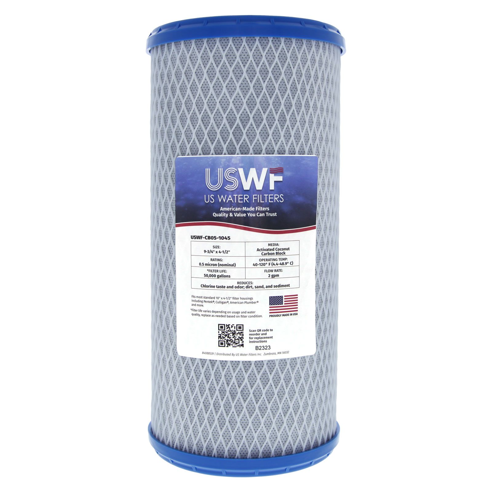 USWF Coconut Carbon Block Filter 0.5 Micron 10"x4.5" - Whole House Cartridges - 63.89 - DiscountFilterStore.com