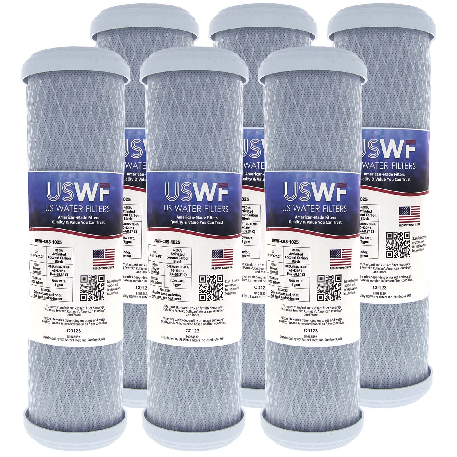 USWF Coconut Carbon Block Filter 5 Micron 10"x2.5" - Whole House Cartridges - 11.16 - DiscountFilterStore.com