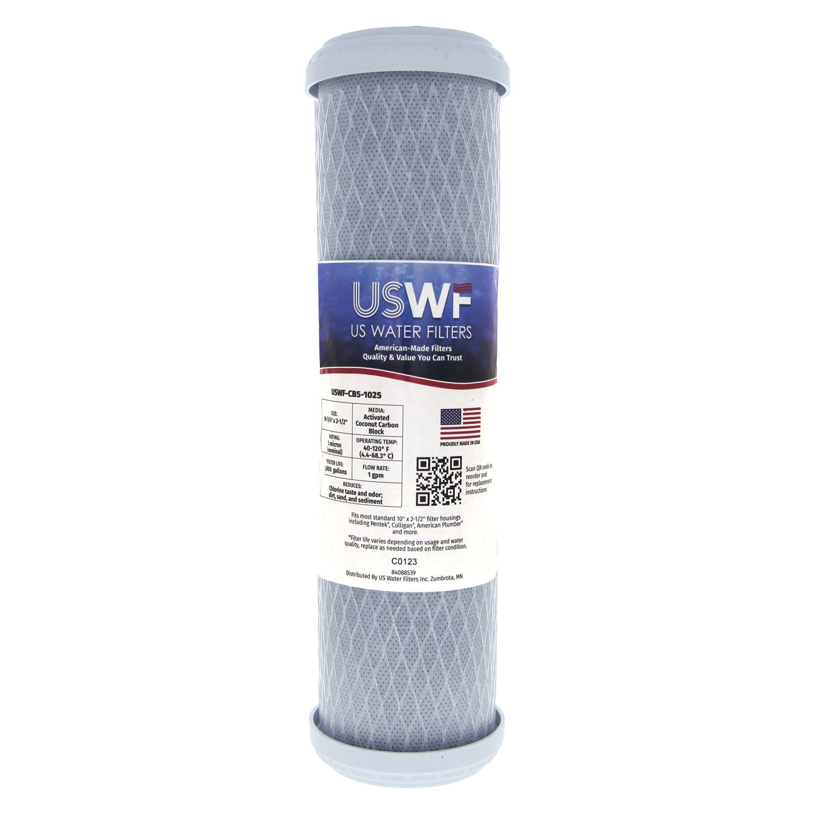 USWF Coconut Carbon Block Filter 5 Micron 10"x2.5" - Whole House Cartridges - 11.16 - DiscountFilterStore.com