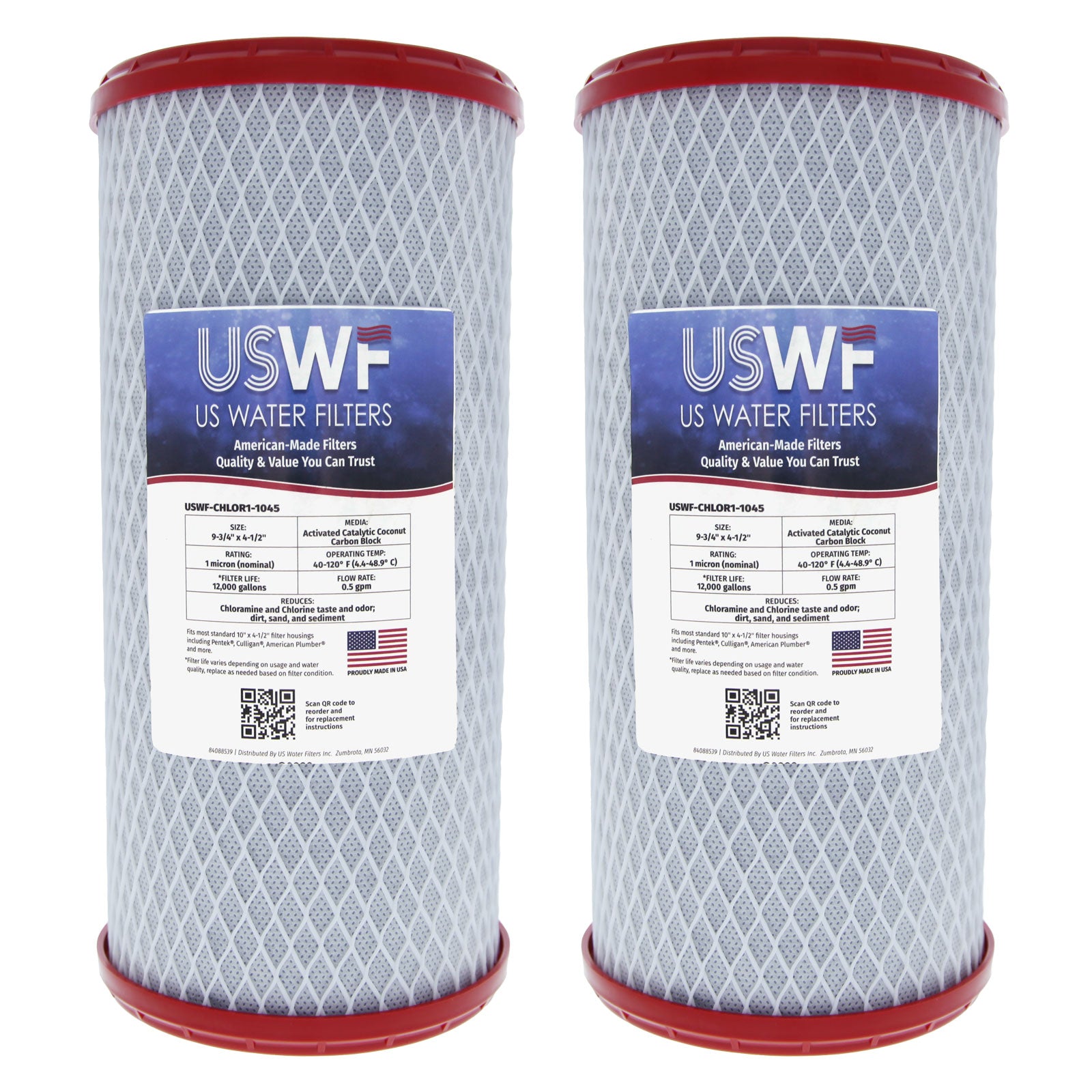 USWF Chloramine Reducing Filter Catalytic Carbon Block 1 Micron 10"x4.5" - Whole House Cartridges - 75.54 - DiscountFilterStore.com