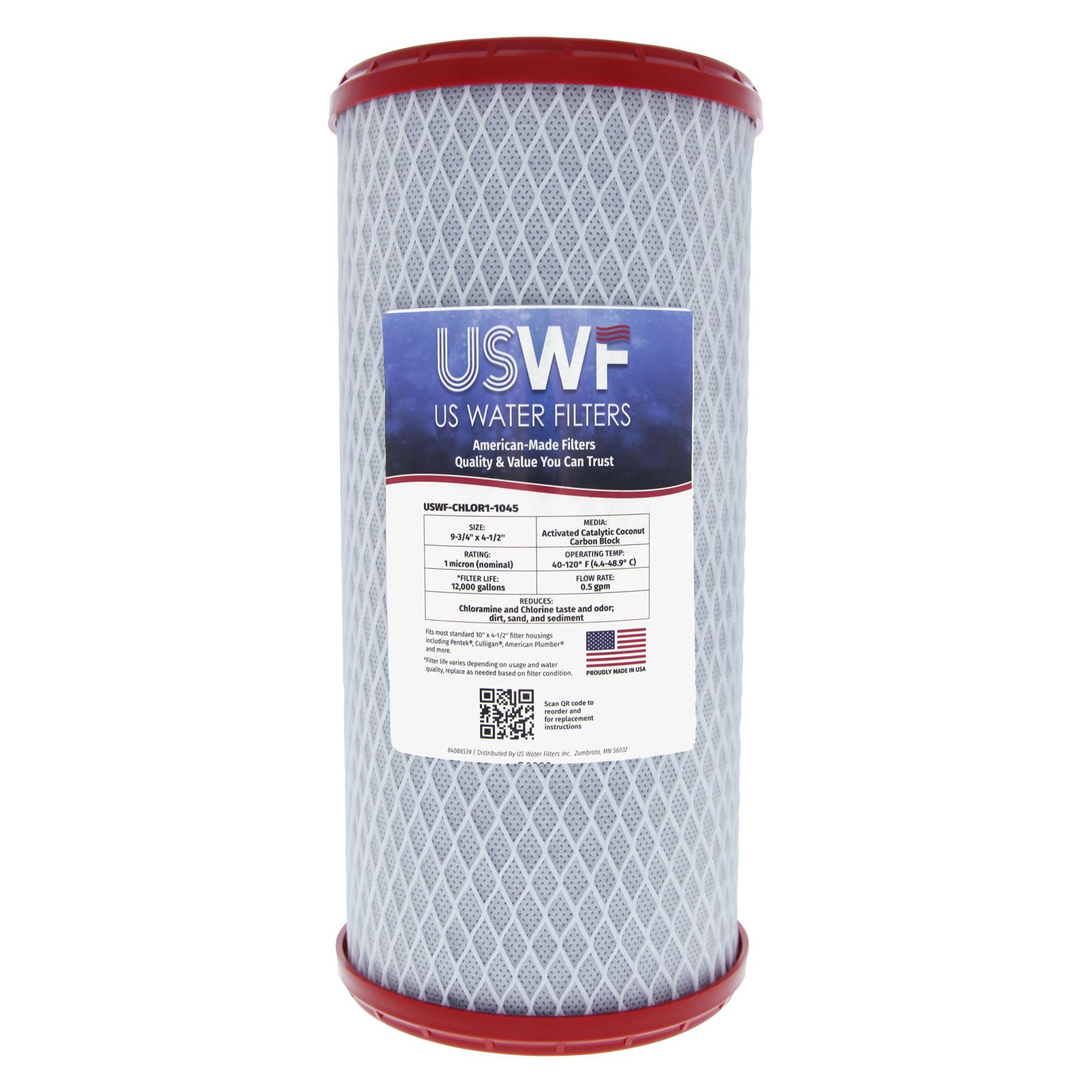 USWF Chloramine Reducing Filter Catalytic Carbon Block 1 Micron 10"x4.5" - Whole House Cartridges - 75.54 - DiscountFilterStore.com