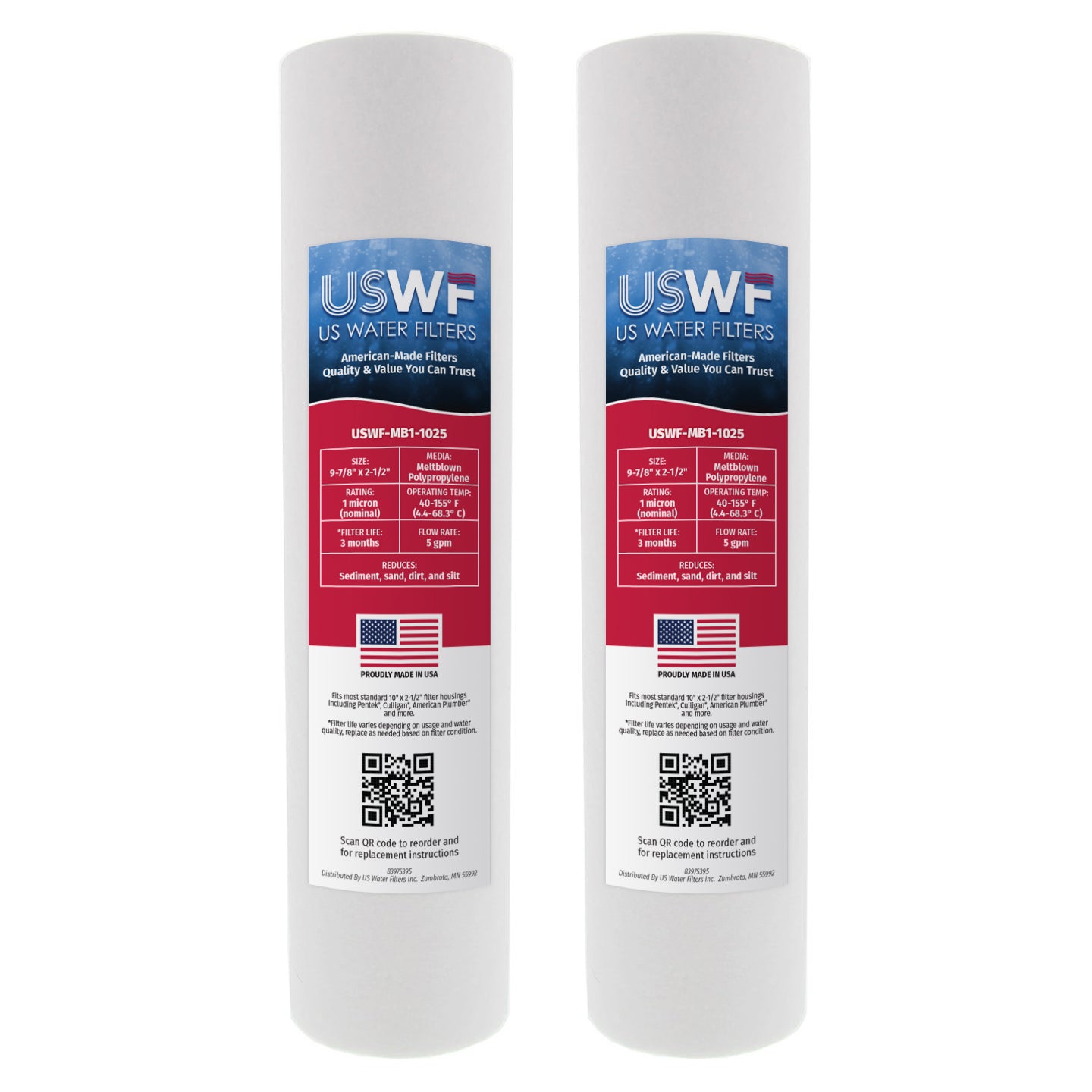 USWF 1 Micron 10"x2.5" Melt Blown Sediment Filter - Whole House Cartridges - 3.73 - DiscountFilterStore.com