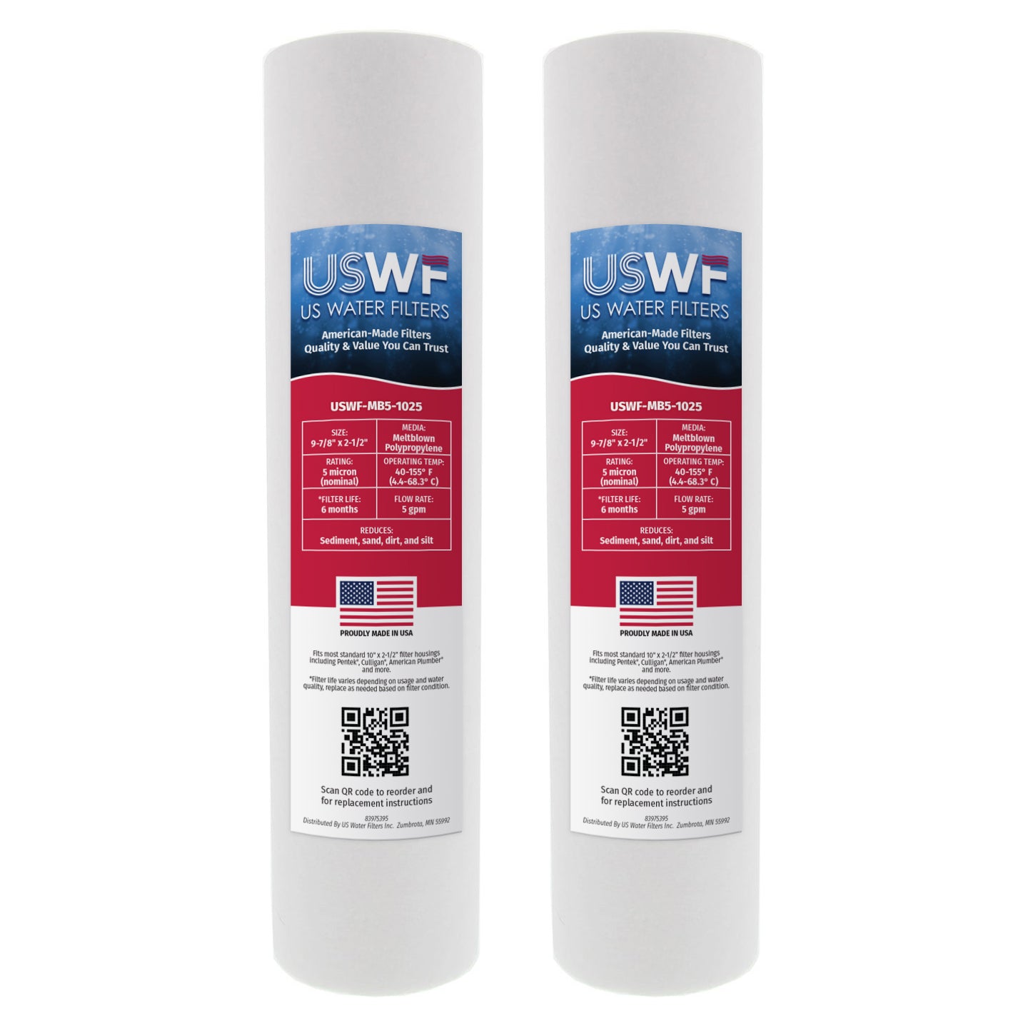 USWF 5 Micron 10"x2.5" Melt Blown Sediment Filter - Whole House Cartridges - 3.4 - DiscountFilterStore.com