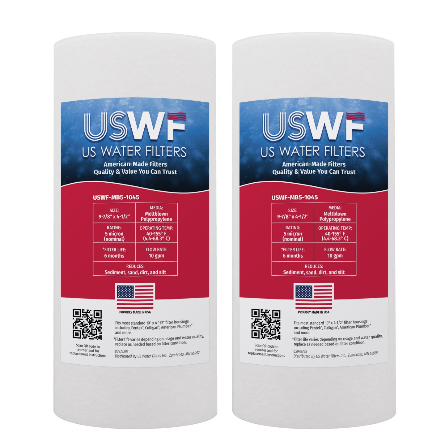 USWF 5 Micron 10"x4.5" Melt Blown Sediment Filter - Whole House Cartridges - 9.93 - DiscountFilterStore.com