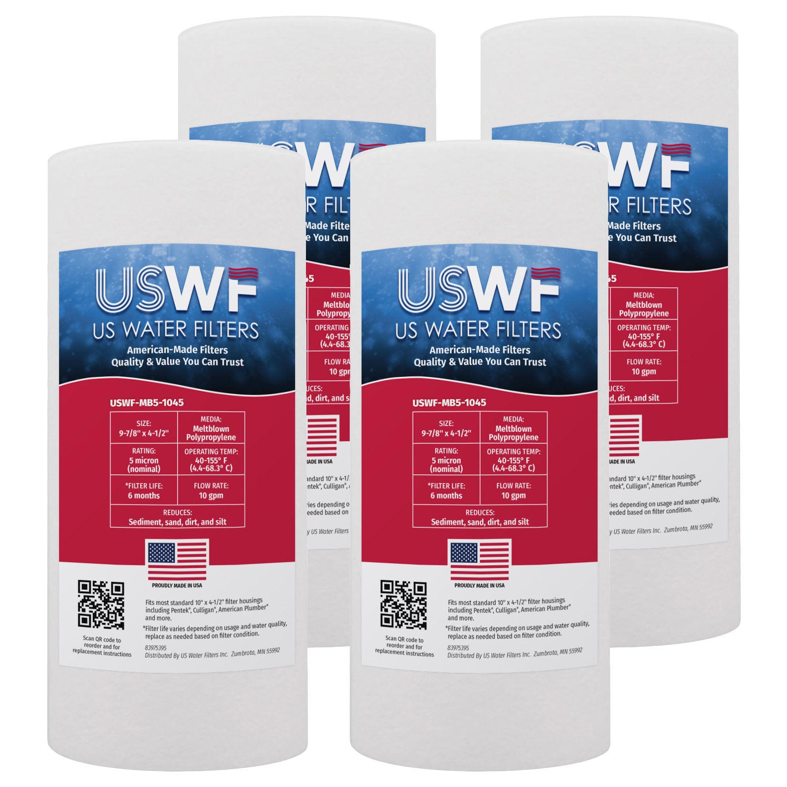 USWF 5 Micron 10"x4.5" Melt Blown Sediment Filter - Whole House Cartridges - 9.93 - DiscountFilterStore.com