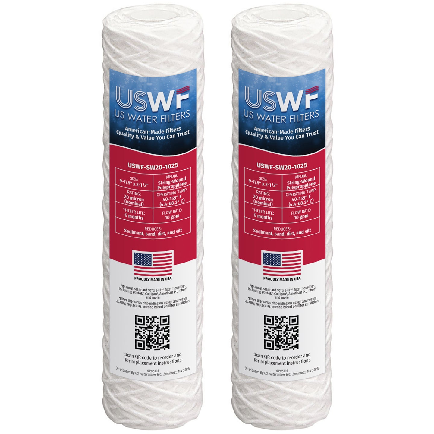 USWF 20 Micron 10"x2.5" String Wound Sediment Filter - Whole House Cartridges - 5.0 - DiscountFilterStore.com