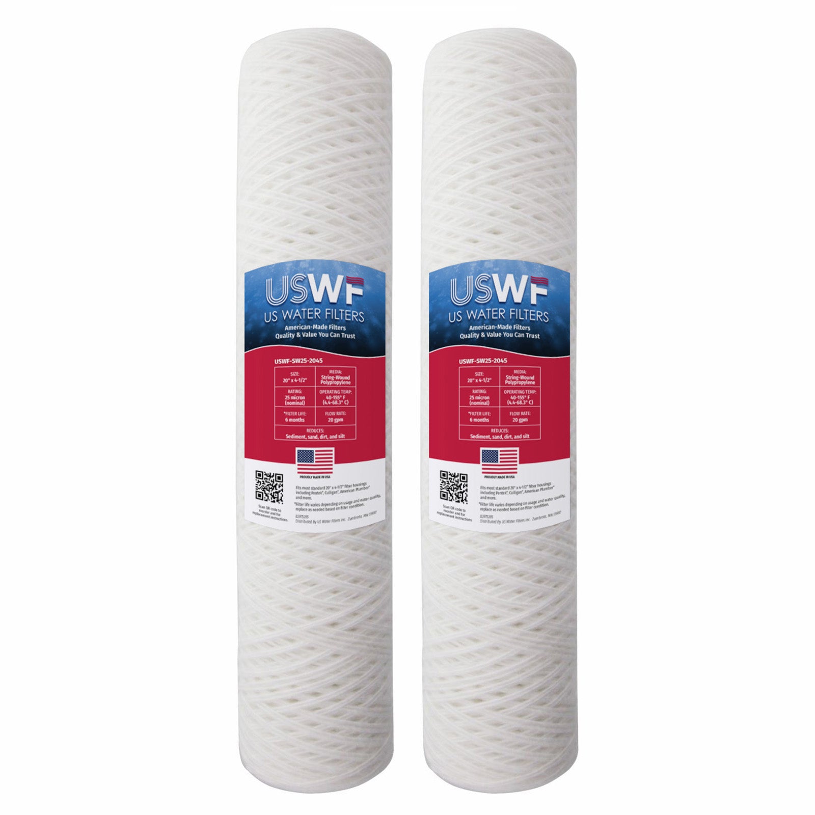 USWF 25 Micron 20"x4.5" String Wound Sediment Filter - Whole House Cartridges - 28.96 - DiscountFilterStore.com