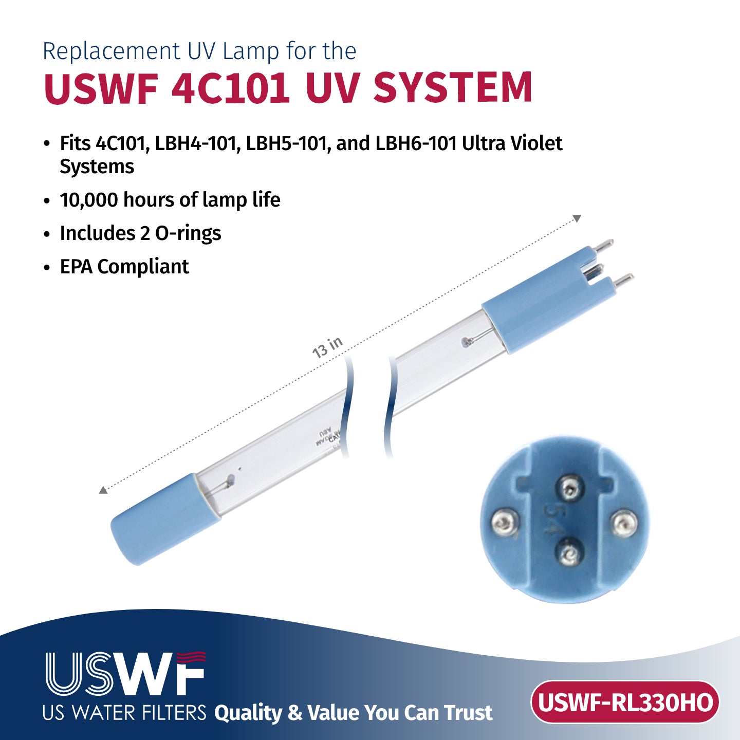 USWF RLQ-330HO UV Lamp/Sleeve Combo | Fits the USWF 4C101 UV Systems - Whole House Systems - 142.21 - DiscountFilterStore.com