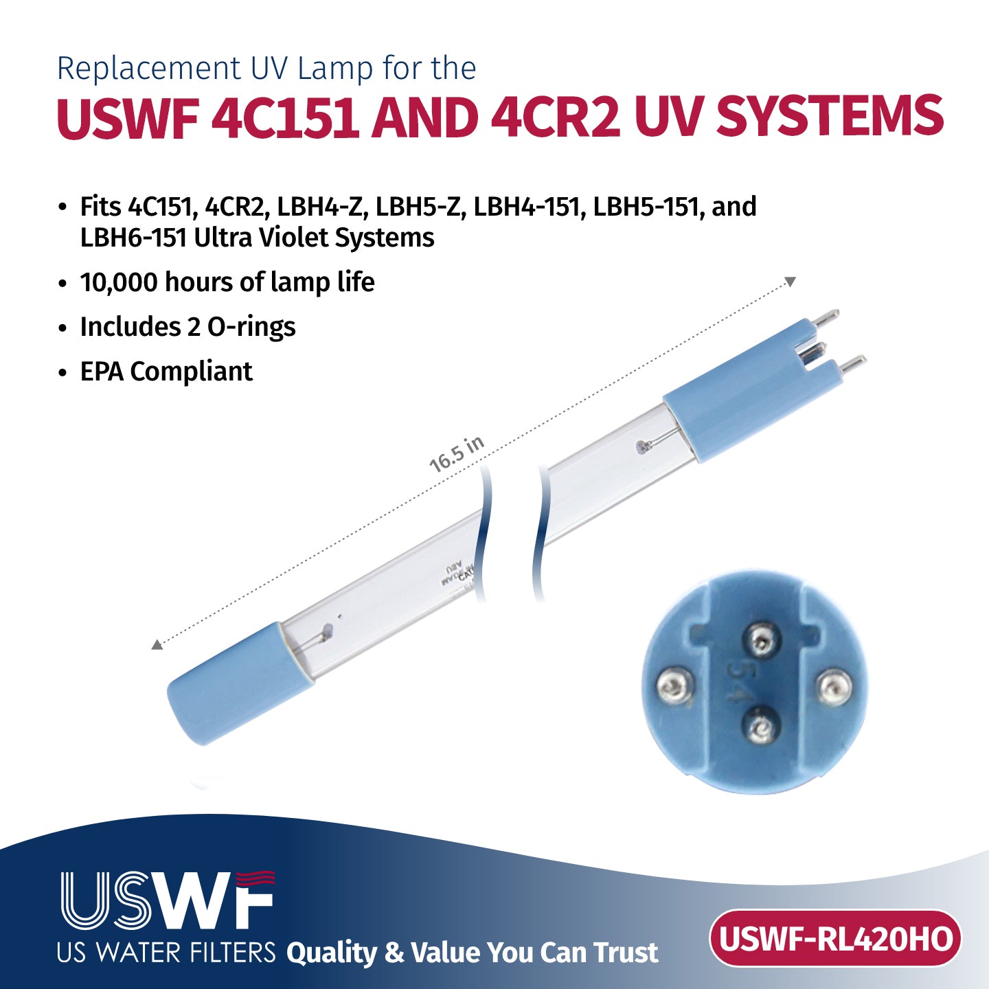 USWF RLQ-420HO UV Lamp/Sleeve Combo | Fits the USWF 4C151/4CR2 UV System - Whole House Systems - 147.05 - DiscountFilterStore.com