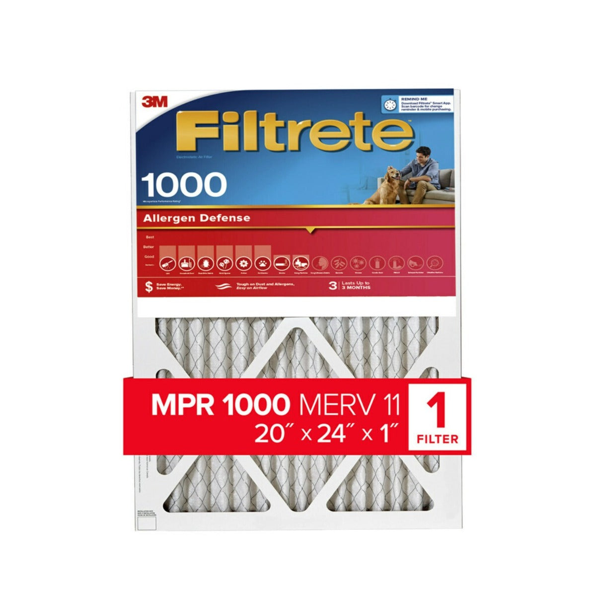 3M Filtrete 1000 Micro Allergen & Dust Defense Filter - 20x24x1 - Air Filters - 36.99 - DiscountFilterStore.com