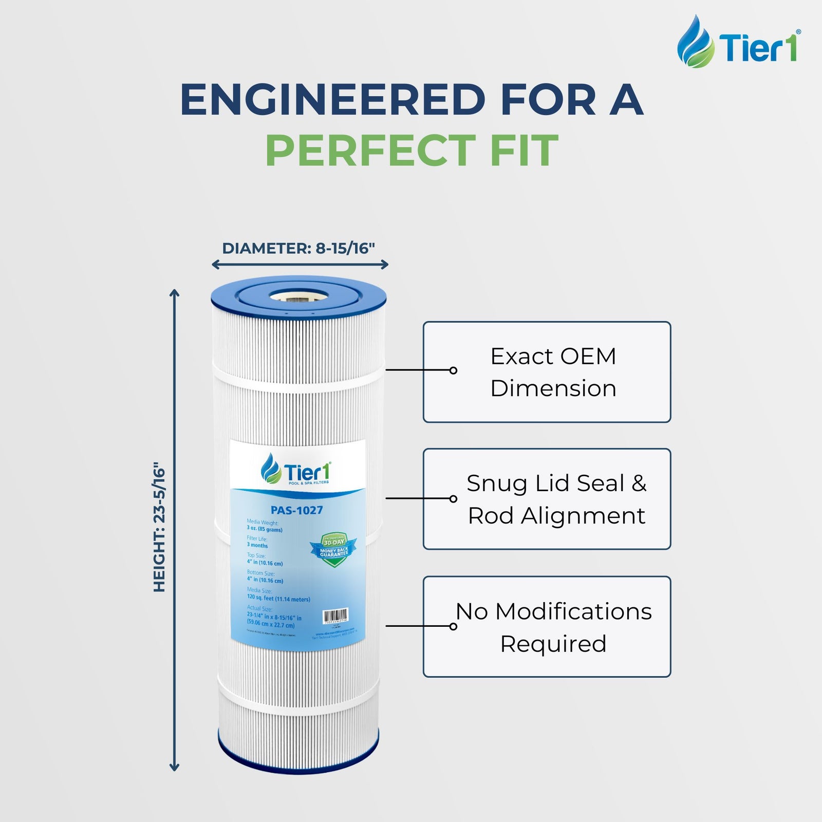 Tier1 Pool Filter for CX-1200-RE -Washable Trilobal Dirt-Lock Pleats - Pool and Spa Filters - 44.21 - DiscountFilterStore.com