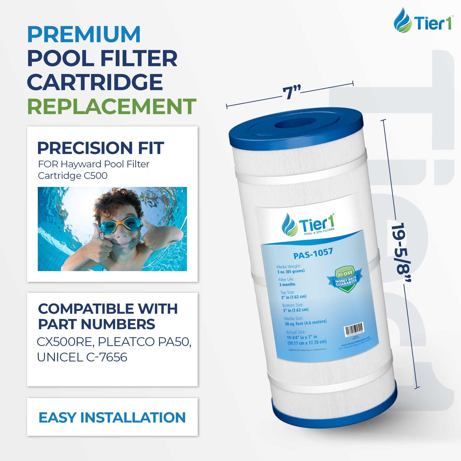 Tier1 Pool Filter for Hayward C500 -Washable Trilobal Dirt-Lock Pleats - Pool and Spa Filters - 30.99 - DiscountFilterStore.com