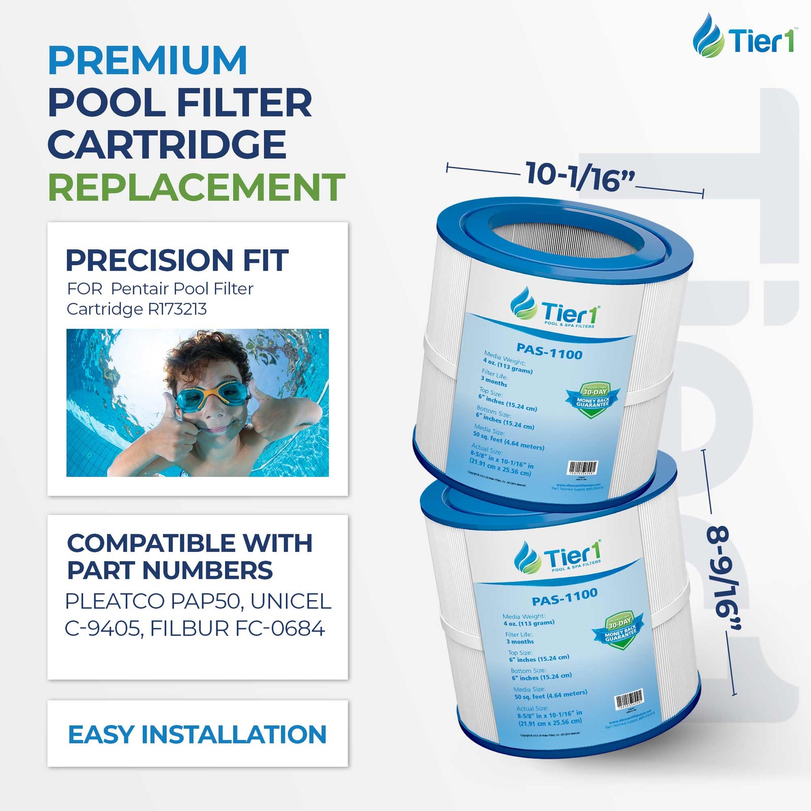Tier1 Pool Filter for Pentair R173213 -Washable Trilobal Dirt-Lock Pleats - Pool and Spa Filters - 36.05 - DiscountFilterStore.com