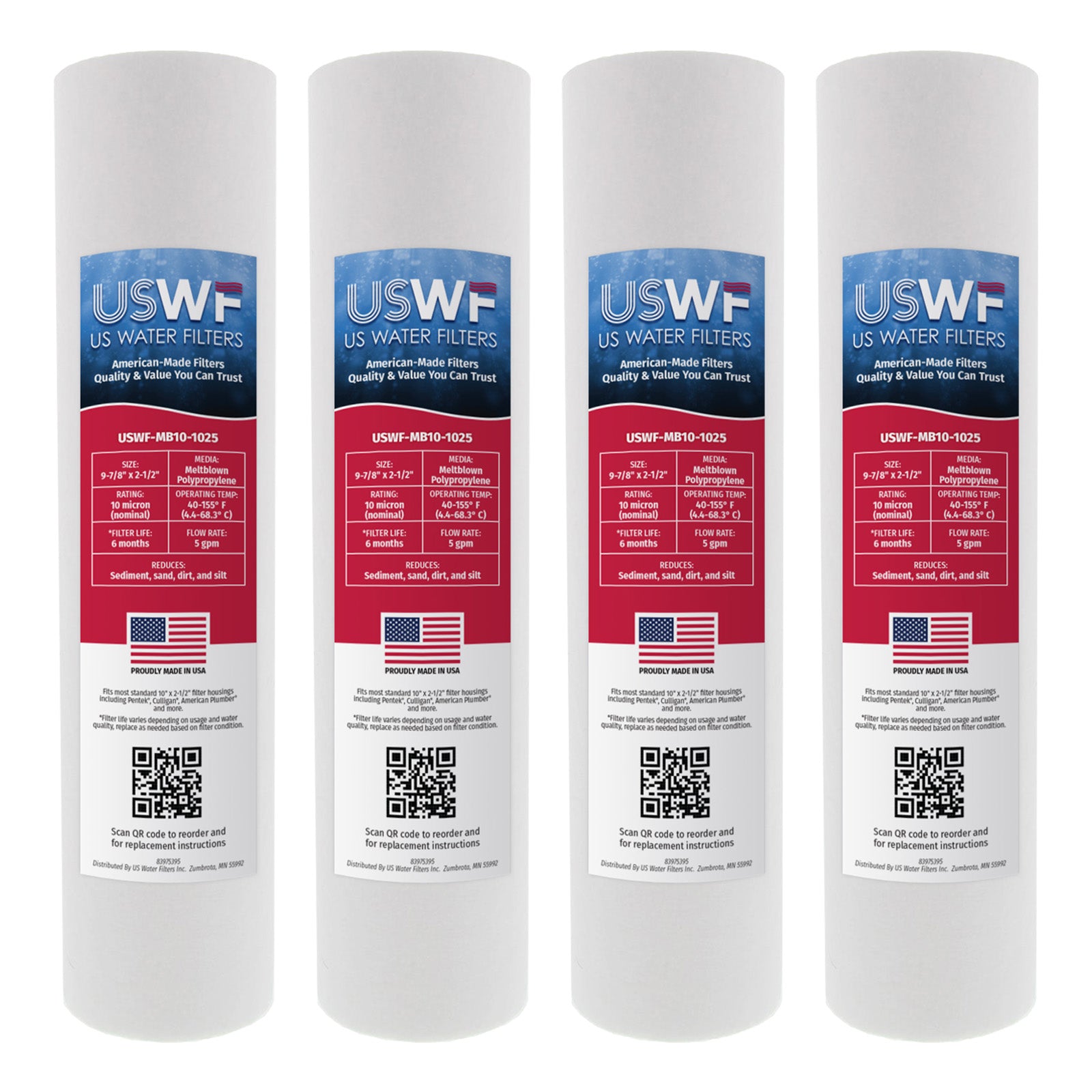 USWF 10 Micron 10"x2.5" Melt Blown Sediment Filter - Whole House Cartridges - 3.73 - DiscountFilterStore.com