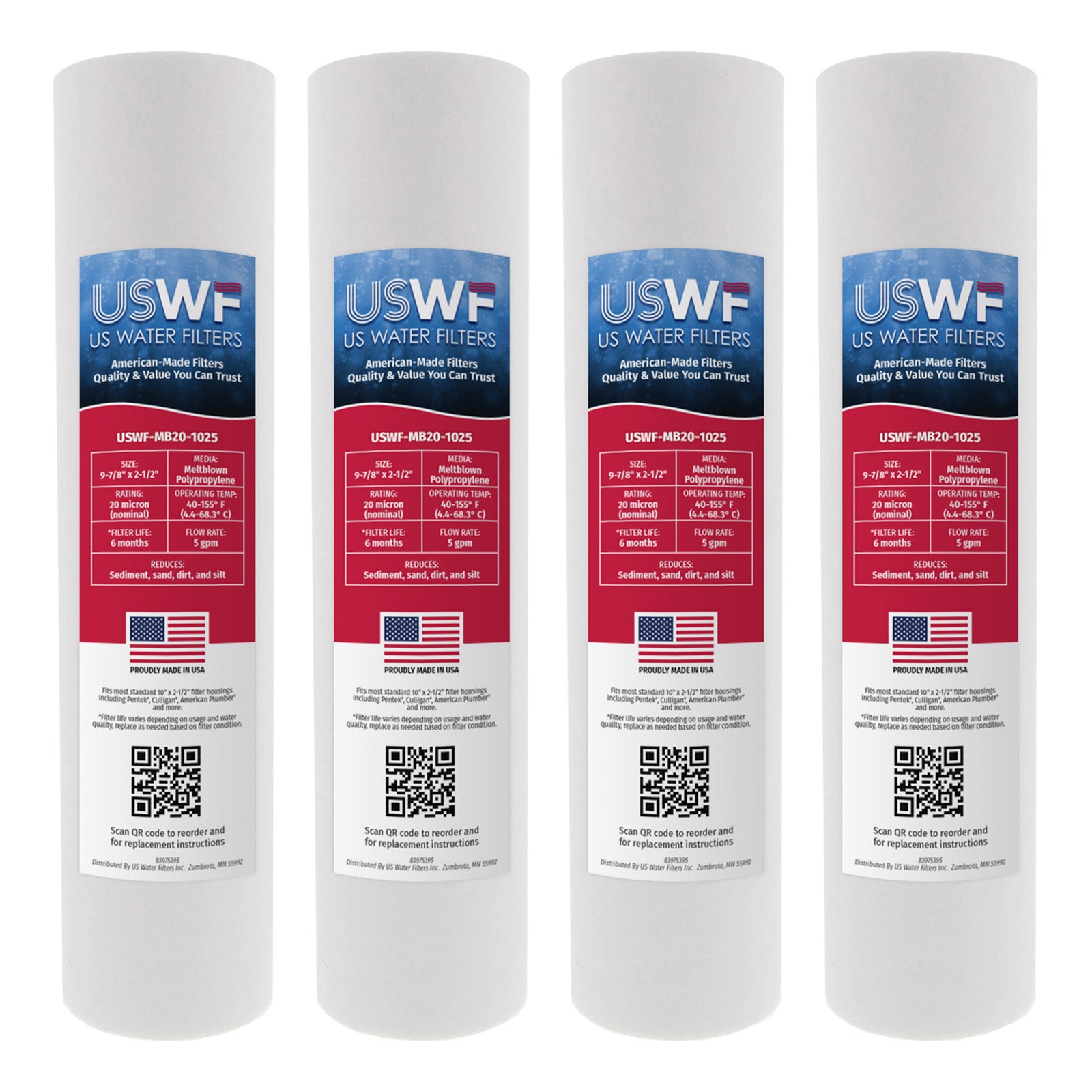 USWF 20 Micron 10"x2.5" Melt Blown Sediment Filter - Whole House Cartridges - 3.73 - DiscountFilterStore.com