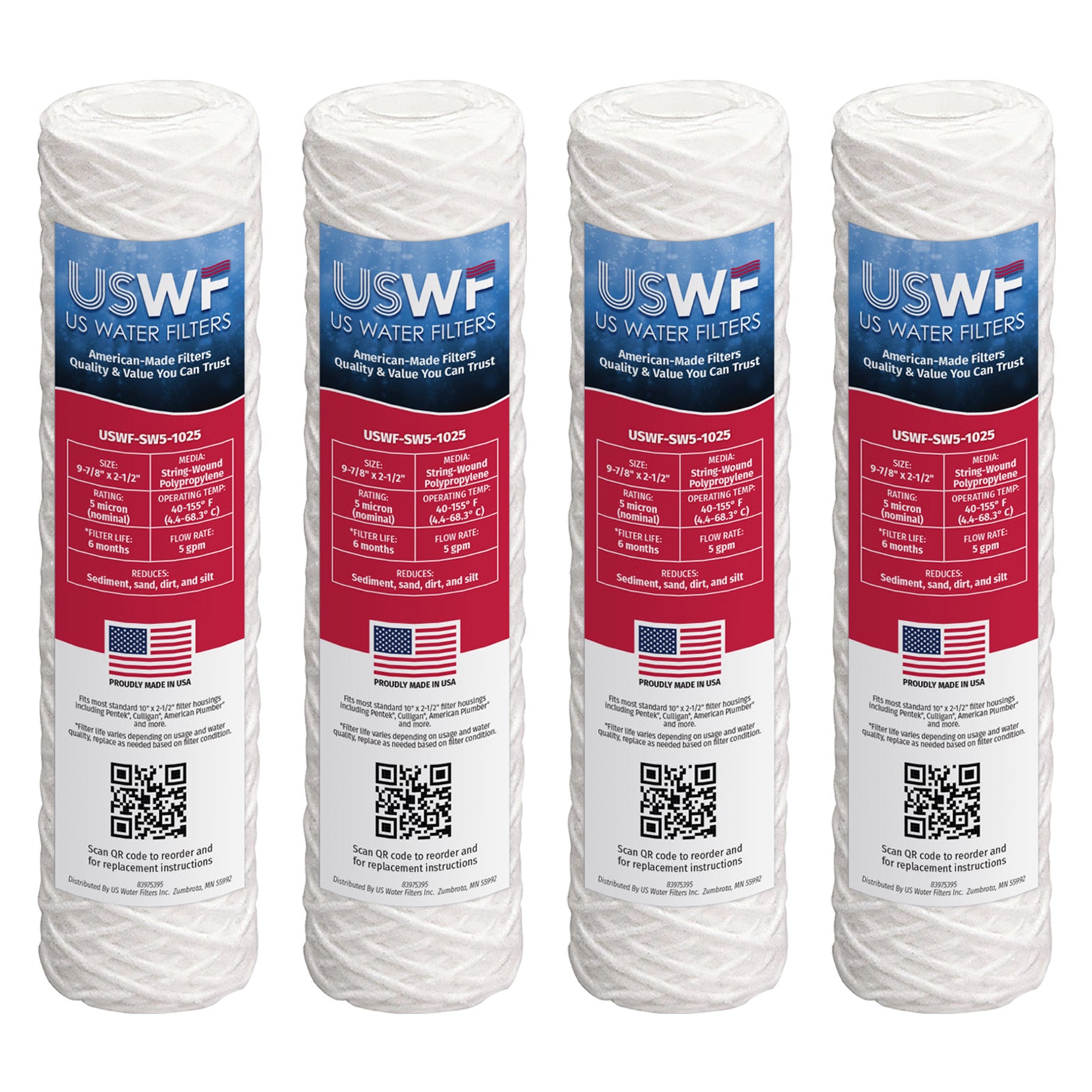 USWF 5 Micron 10"x2.5" String Wound Sediment Filter - Whole House Cartridges - 5.03 - DiscountFilterStore.com