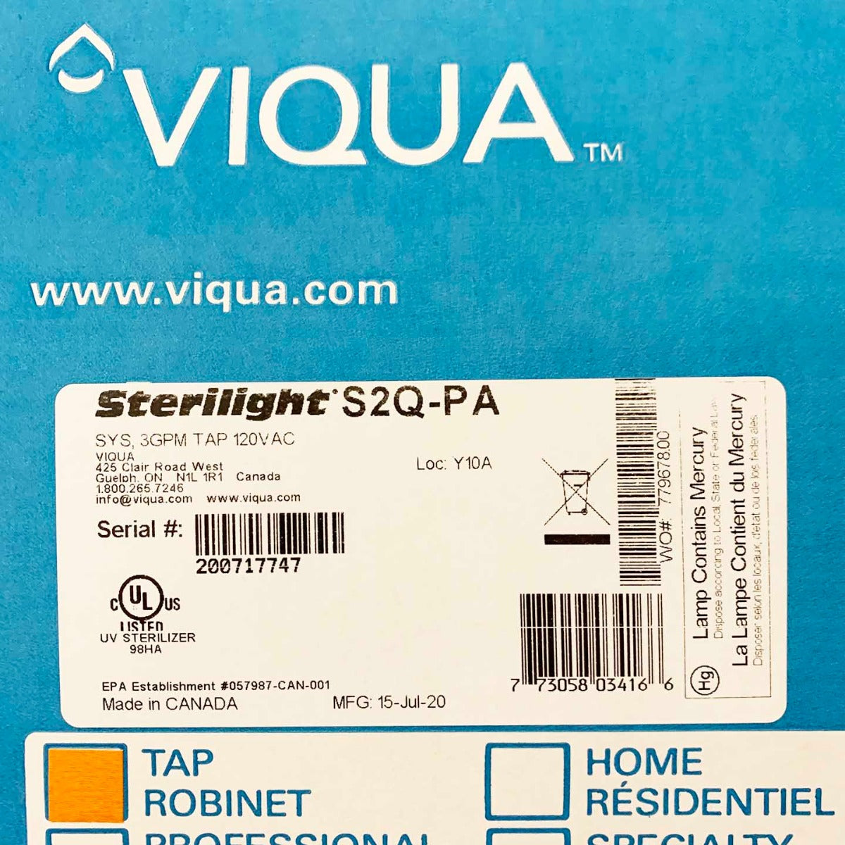 S2Q-PA Viqua Tap Plus UltraViolet Water Sterilization System - Whole House Systems - 429.0 - DiscountFilterStore.com