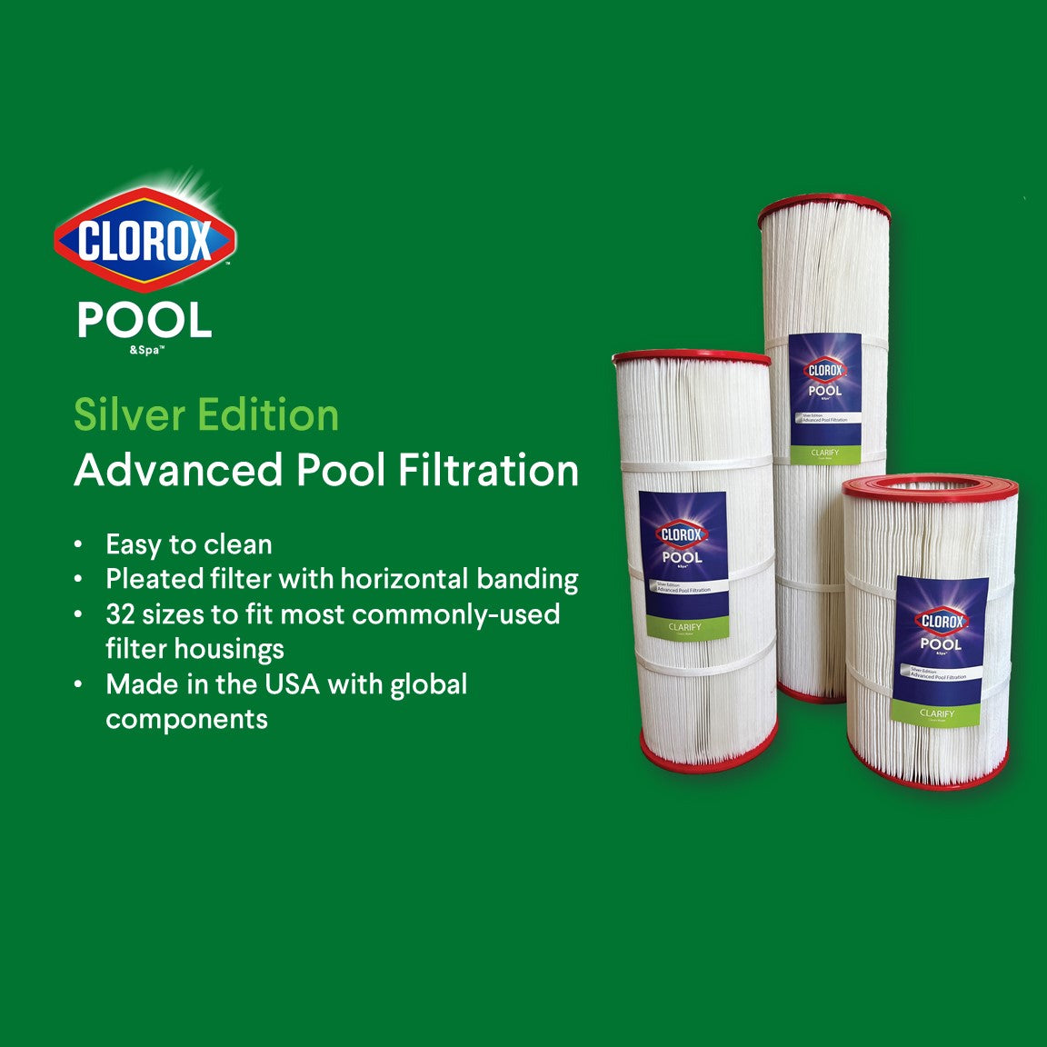 17-1/4 X 9 Clorox Silver Edition Advanced Pool Filter | Replacement for Hayward CX900RE, Unicel C-8409, Pleatco PA90, Filbur FC-1292, and More | 90 sq ft - Pool and Spa Filters - 44.31 - DiscountFilterStore.com