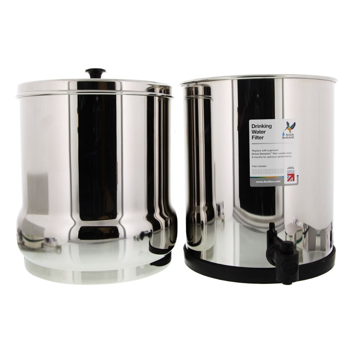 Doulton/British Berkefeld 2.24 Gallon Stainless Steel Gravity-Fed Countertop System with ATC Purification Candle Filters - Countertop & Faucet Filters - 182.0 - DiscountFilterStore.com