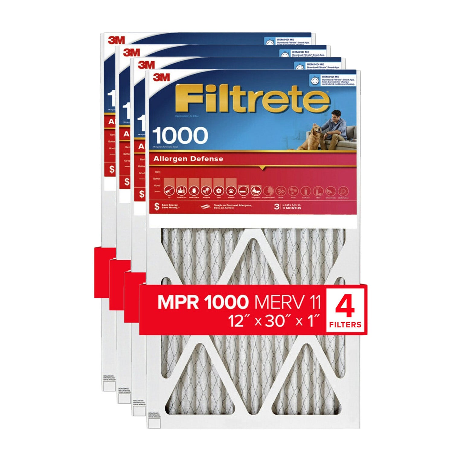 3M Filtrete 1000 Micro Allergen & Dust Defense Filter - 12x30x1 - Air Filters - 124.6 - DiscountFilterStore.com